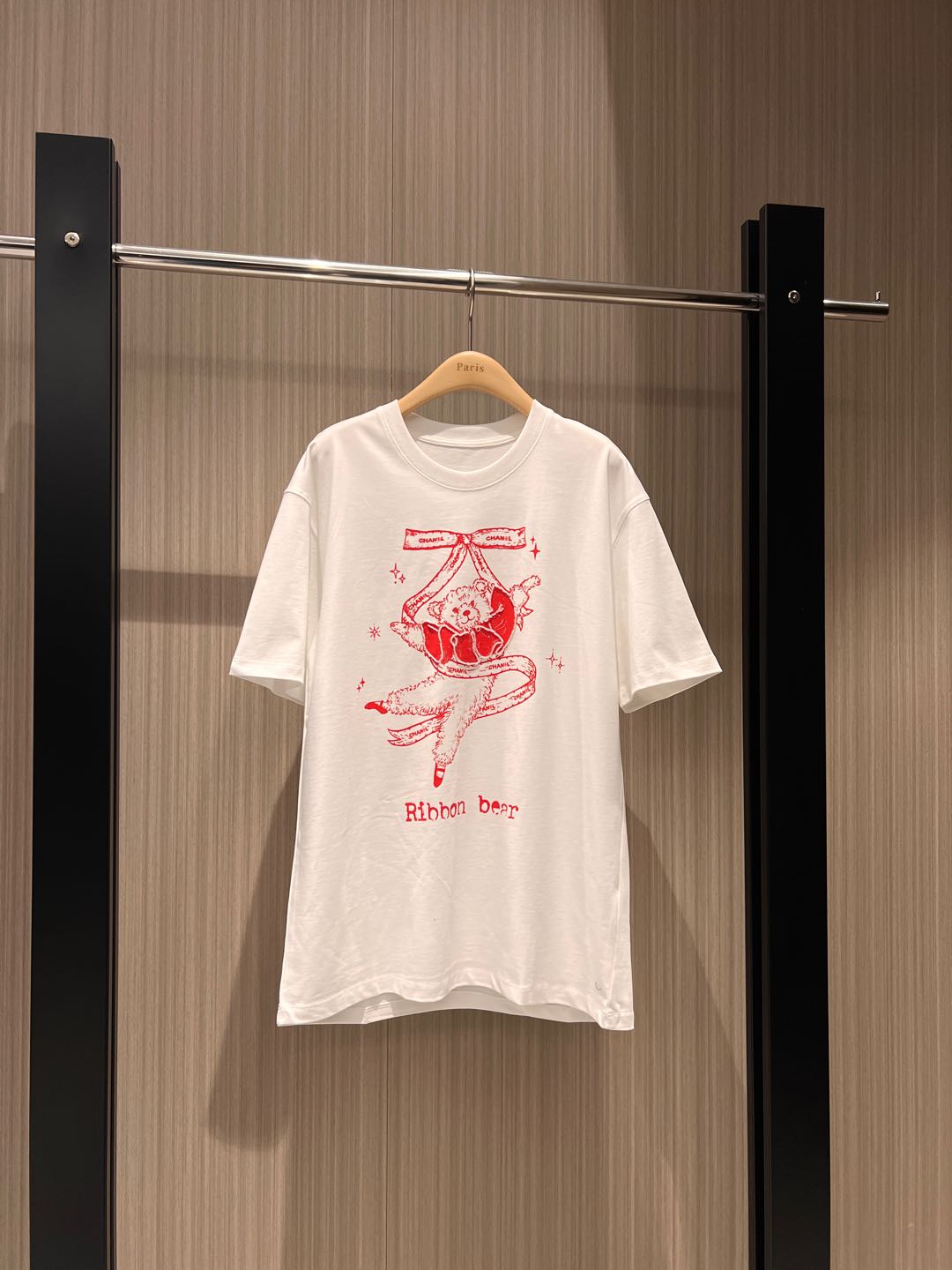 NO:294023,New handmade bead bow bear T-shirt loose and casual cute and versatile black and white SML, tees, t-shirt, alexander wang19860909新款手工钉珠蝴蝶结小熊T恤宽松休闲 可爱百搭黑色白色 SML,,tees，t-shirt,alexander wang,Women's clothing