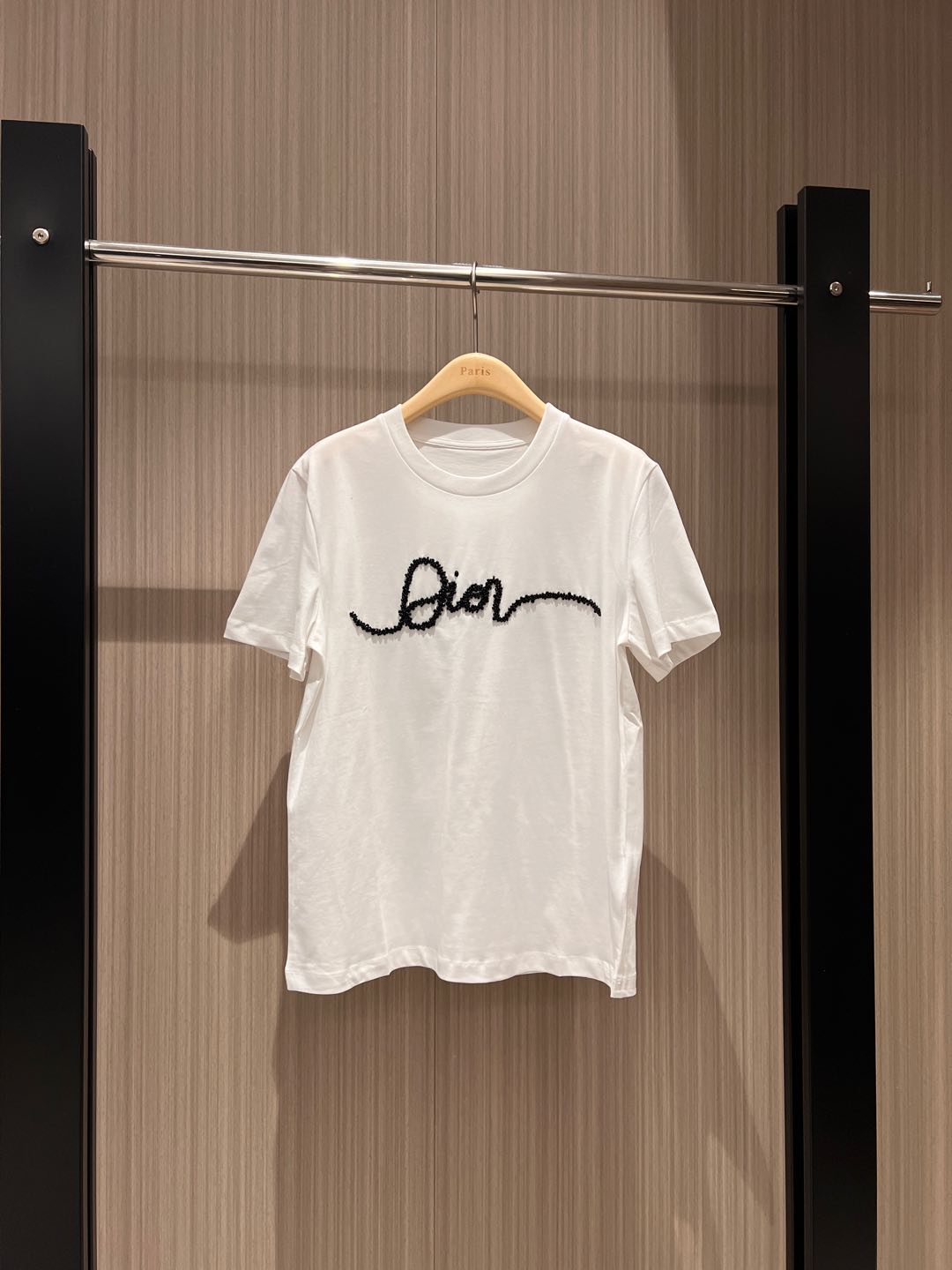 NO:296094,New Heavy Industry Beaded Graffiti Logo Letters T-shirt Contrast Color Design Simple and Casual Fashionable and Versatile Black and White SML, Tees, t-shirt, alexander wang19860909新款重工钉珠涂鸦logo字母T恤撞色设计 简单休闲 时尚百搭黑白 SML,,tees，t-shirt,alexander wang,Women's clothing