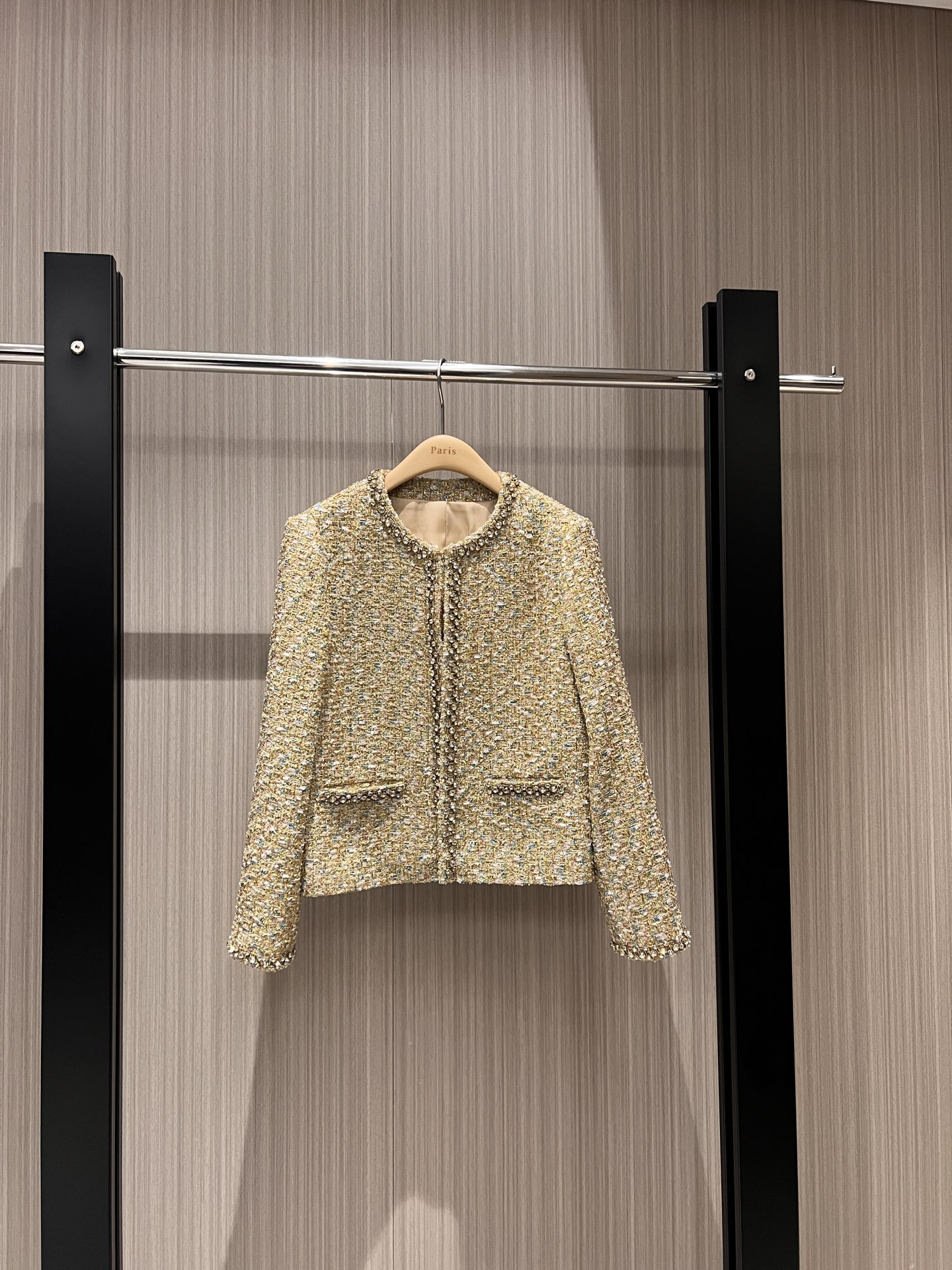 NO:313874,New heavy industry diamond-inlaid colored woven tweed jacket luxurious and exquisite celebrity temperament elegant and versatile, chaebol's daughter capital SML,, jackets & coats,alexander wang19860909新款重工镶钻彩色编织粗花呢外套奢华精致名媛气质 优雅百搭 财阀千金本金 SML,,jackets & coats,alexander wang,Women's clothing