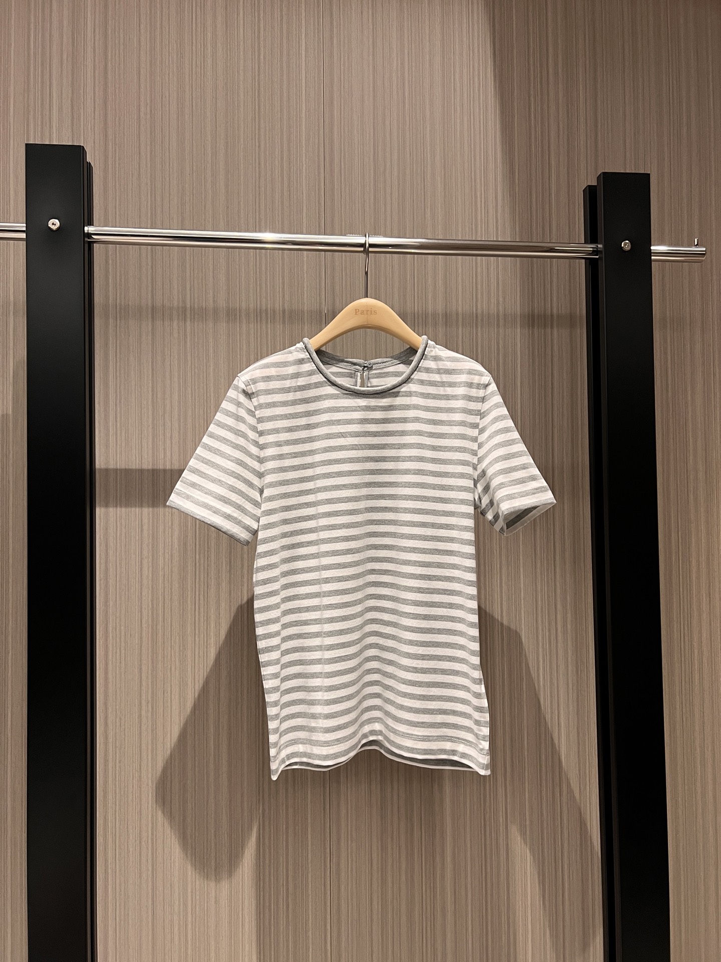 NO:315076,Liu Tao's new BC bead chain decorative collar striped T-shirt with minimalist casual refreshing and versatile blue gray SML, tees, t-shirt, alexander wang19860909刘涛同款BC新款珠链装饰领条纹T恤极简休闲 清爽百搭蓝色灰色 SML,,tees，t-shirt,alexander wang,Women's clothing