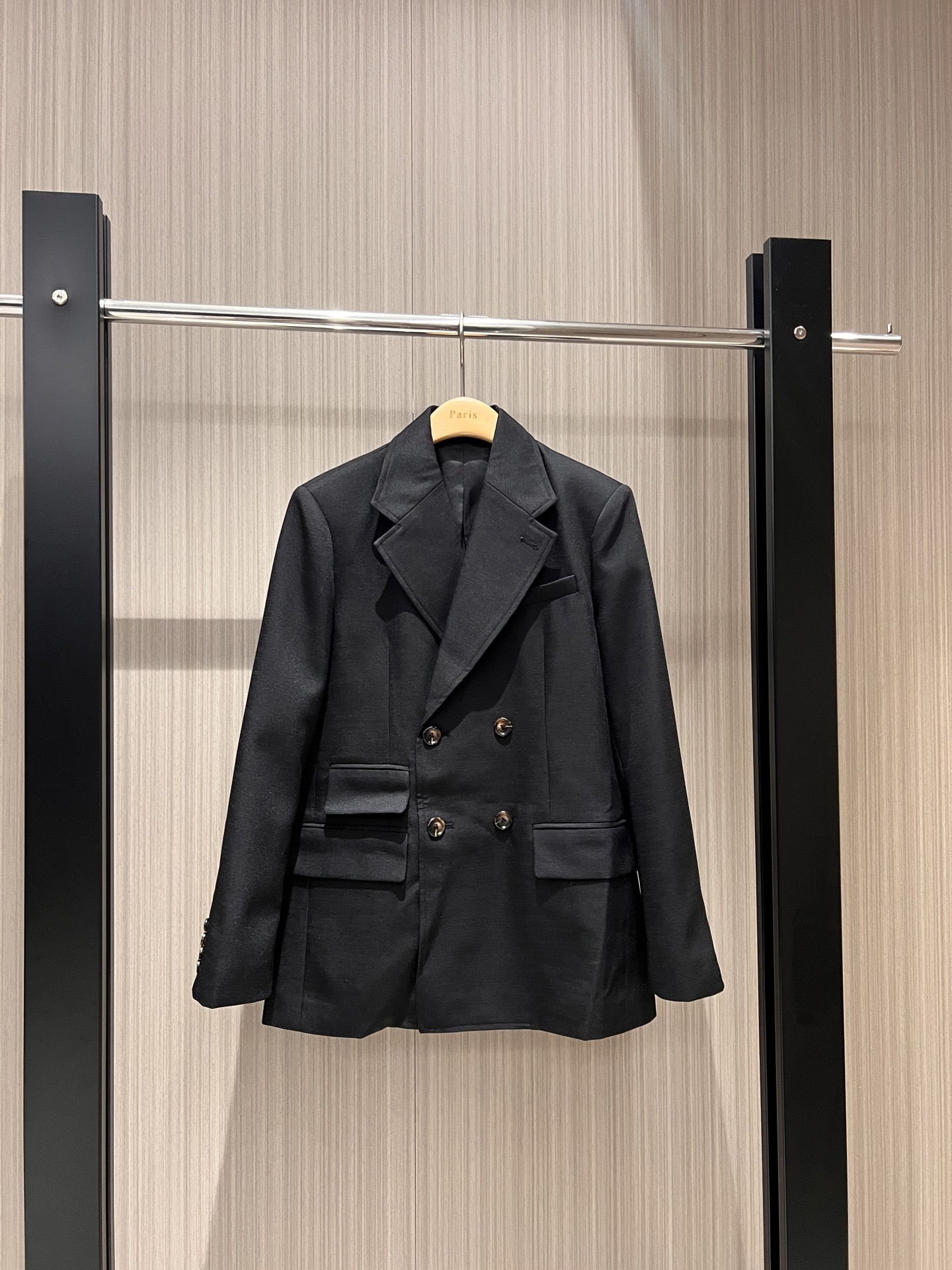 NO:307834,New style recommended Myolie Wu Yi Nengjing's asymmetric pocket design double-breasted suit jacket loose and casual old Qian style handsome and cool black gray SML, Jackets & coats, business suit, alexander wang19860909新款推荐胡杏儿 伊能静同款不对称口袋设计双排扣西装外套 宽松随意 老钱风又帅又飒 黑色灰色 SML,,jackets & coats,business suit,alexander wang,Women's clothing