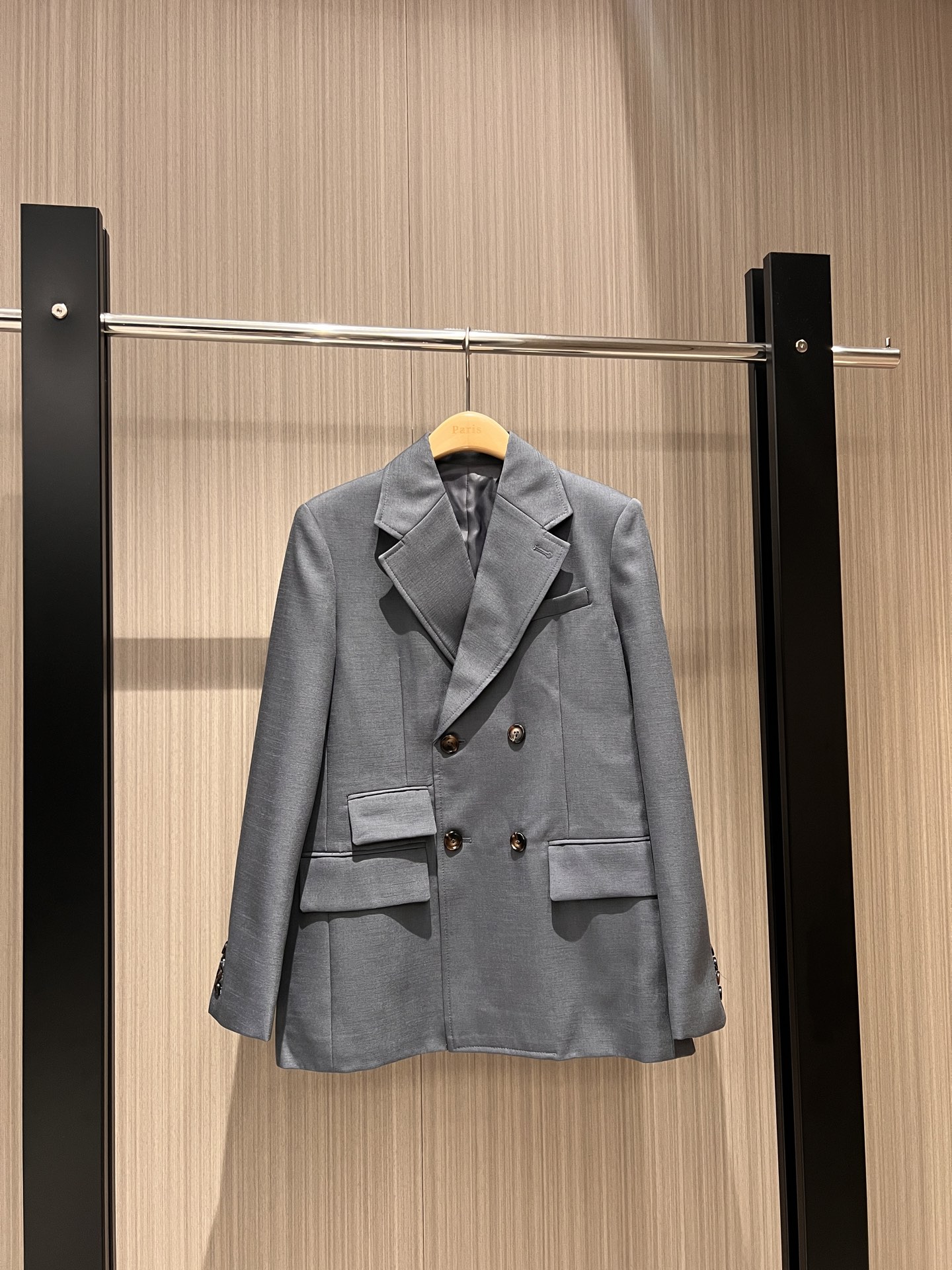 NO:307840,New style recommended Myolie Wu Yi Nengjing's asymmetric pocket design double-breasted suit jacket loose and casual old Qian style handsome and cool black gray SML, Jackets & coats, business suit, alexander wang19860909新款推荐胡杏儿 伊能静同款不对称口袋设计双排扣西装外套 宽松随意 老钱风又帅又飒 黑色灰色 SML,,jackets & coats,business suit,alexander wang,Women's clothing