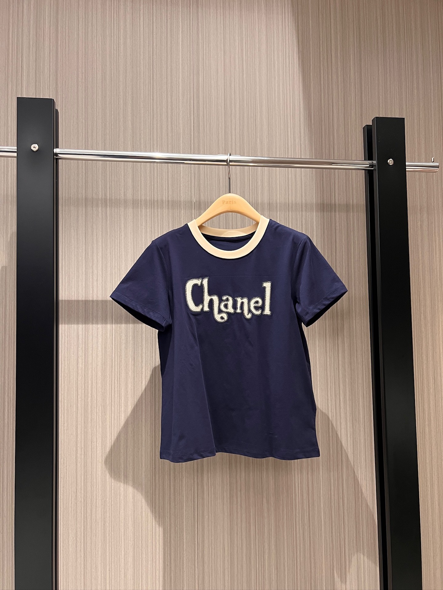 NO:308358,New medieval contrast embroidered logo letter T-shirt navy blue casual age-reducing essential items SML, tees, t-shirt, alexander wang19860909新款中古系撞色刺绣logo字母T恤海军蓝 休闲减龄 必备单品SML,,tees，t-shirt,alexander wang,Women's clothing