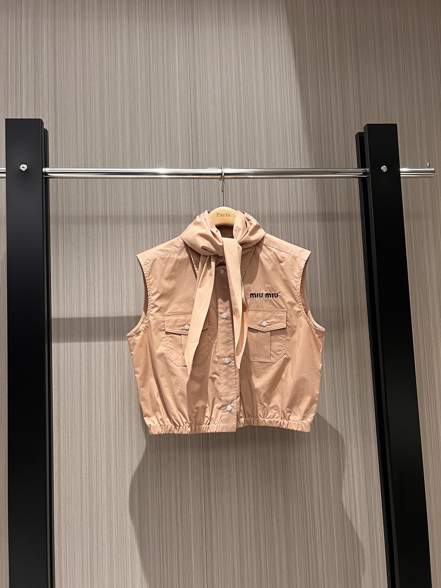 NO:310948,New red scarf matching, work pocket decoration sleeveless short shirt, silk scarf knotted tie, chest embroidered miu letter logo, college style, age-reducing versatile blue khaki,,miumiu,ties,alexander wang19860909新款红领巾搭配 工装口袋装饰无袖短款衬衣丝巾打结领带 胸前刺绣miu字母logo学院风 减龄百搭 蓝色卡其,,miumiu,ties,alexander wang,Women's clothing