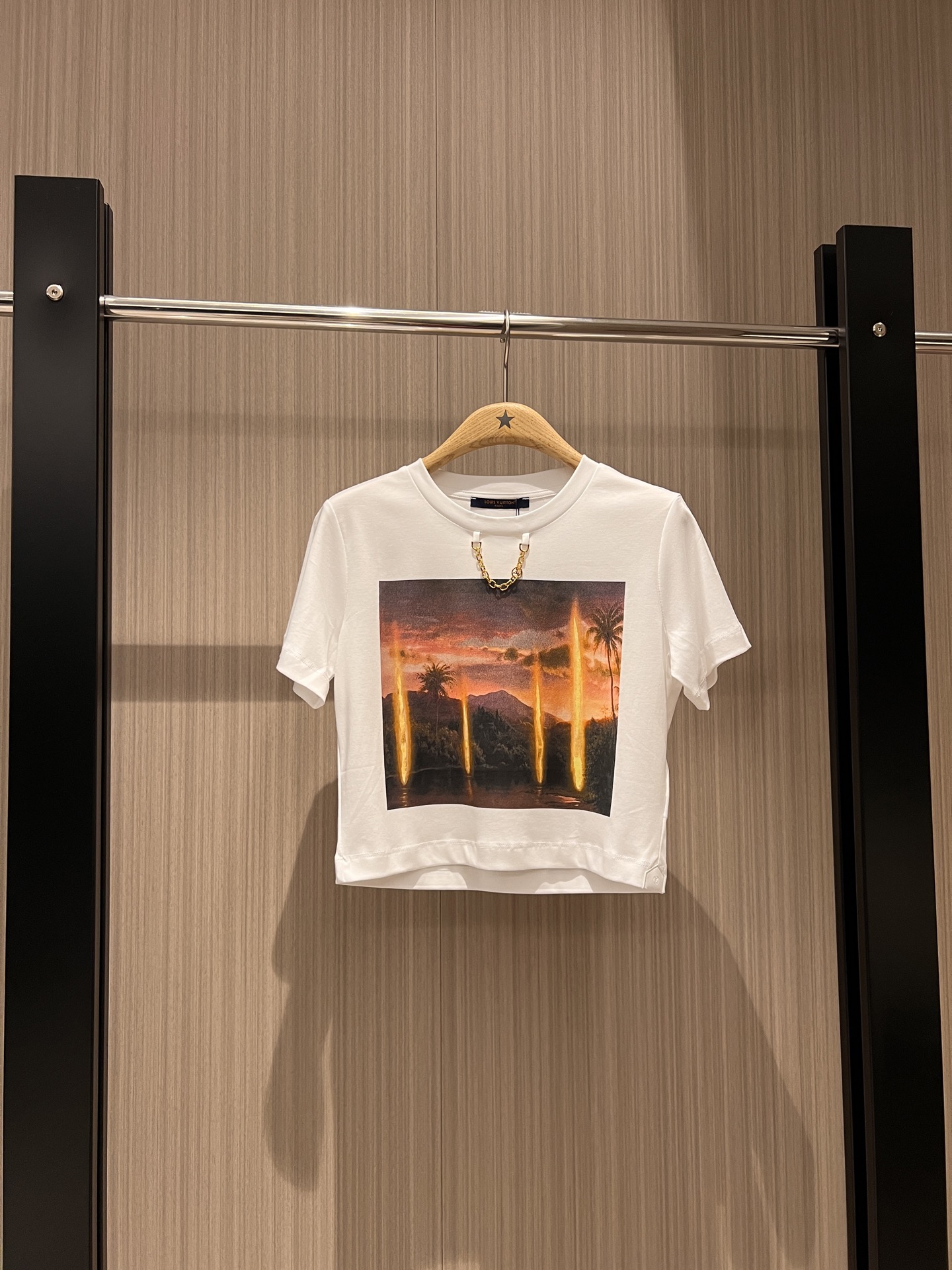 NO:321944,New classic chain decorative spray-printed short T-shirt, fashionable and fashionable, age-reducing versatile SML, tees, t-shirt, alexander wang19860909新款经典链条装饰喷绘印花短款T恤 时髦洋气 减龄百搭SML,,tees，t-shirt,alexander wang,Women's clothing