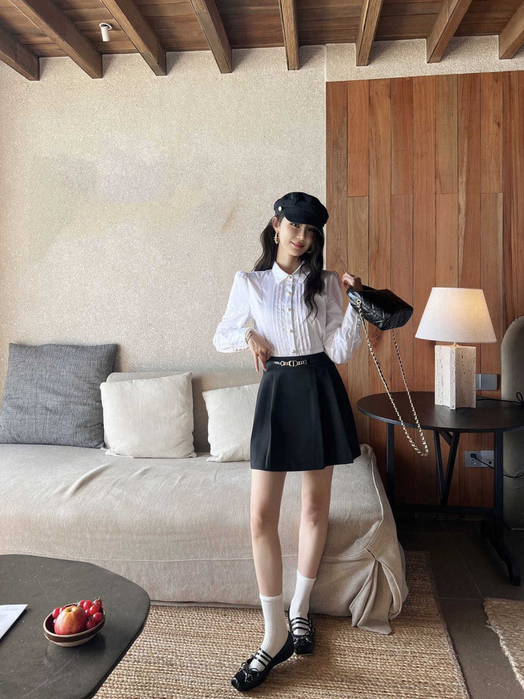 NO:318341,Top skirt new CD pearl button strip design shirt CD chain decorative A-line skirt college style age-reducing casual can be matched separately classic outdated SML, skirts, alexander wang19860909上衣半裙新款CD珍珠扣打条设计衬衣CD链条装饰A字半裙 学院风 减龄休闲 可分开搭配 经典不过时SML,,skirts,alexander wang,Women's clothing