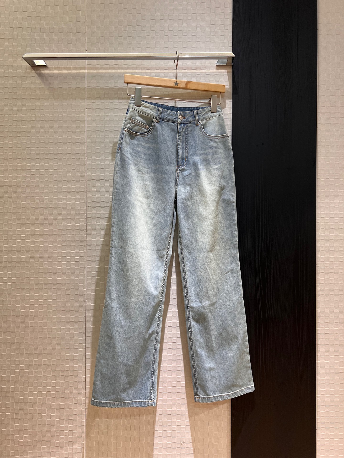 NO:410328,New color-blocking wash water Arc de Triomphe jeans straight slim light blue washing water color-blocking casual and versatile SML, jeans, alexander wang19860909新款拼色洗水凯旋门牛仔裤 直筒修身浅蓝洗水拼色 休闲百搭 SML,,jeans,alexander wang,Women's clothing