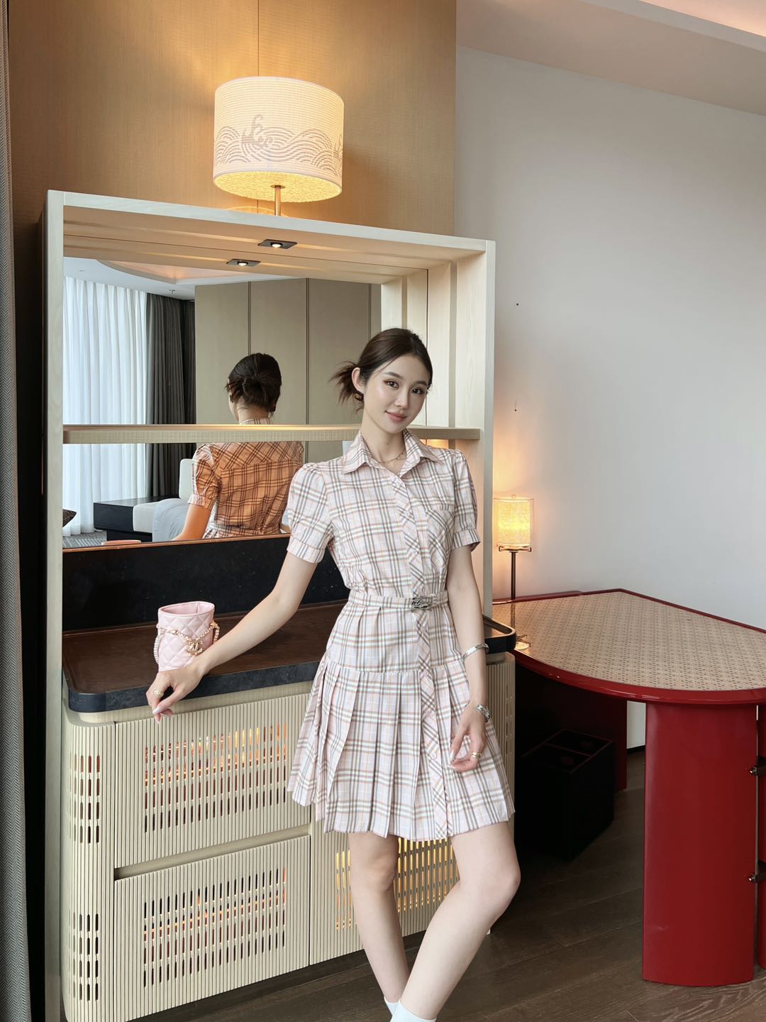 NO:424963,Powder lattice,,alexander wang19860909粉格子,,alexander wang,Women's clothing