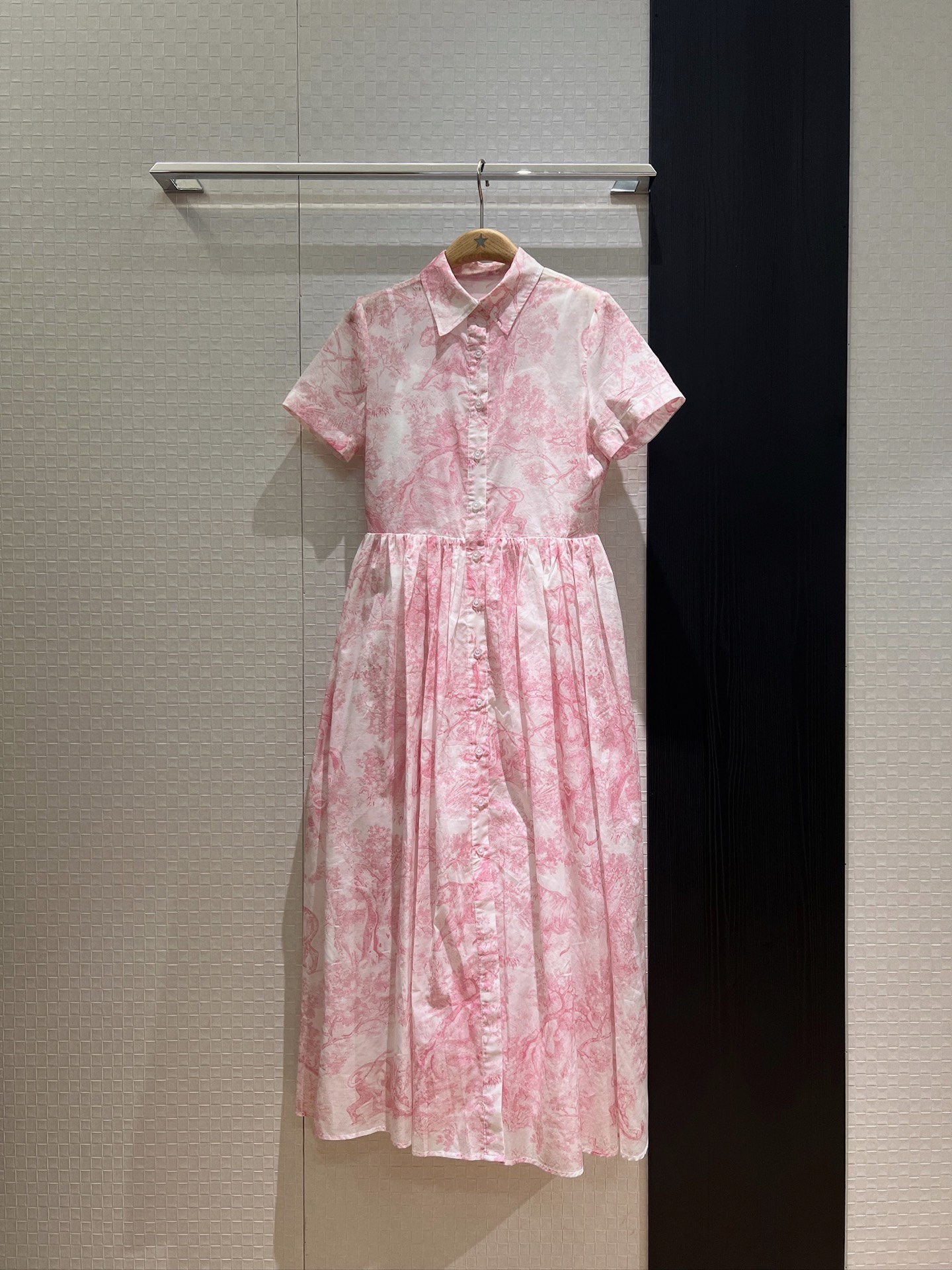 NO:422887,New vacation series Classic Mushroom Print Lapel Short Sleeve Dress Thin Cotton and Line Print Distribution suspender lining skirt Refreshing and casual Beach waves Essential for age reduction Green and pink SML, skirts, T-shirt, alexander wang19860909新款度假系列 经典菇伊印花翻领短袖连衣裙薄棉麻印花 配送吊带内衬裙清爽休闲 沙滩海浪 减龄必备 绿色粉色 SML,,skirts,T-shirt,alexander wang,Women's clothing