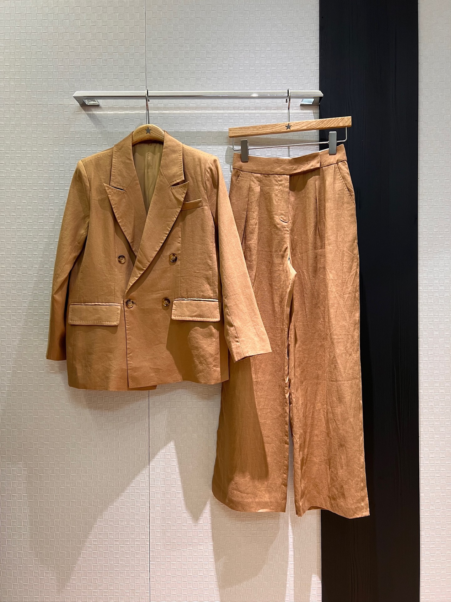 NO:428663,The same style of the new model in Haiqing, Lao Qian three-piece set, double-breasted linen suit jacket handmade beaded edge design, loose casual and capable commuting, dark blue khaki SML,, jackets & coats, business suit, alexander wang19860909新款来袭海清同款 老钱三件套 双排扣亚麻西装外套手工摇珠边设计 宽松休闲干练通勤 深蓝卡其 SML,,jackets & coats,business suit,alexander wang,Women's clothing