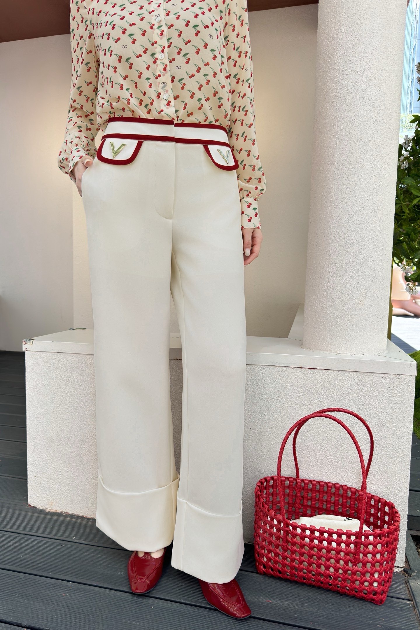 NO:436075,Red-edged wide-leg pants, alexander wang19860909红边阔腿裤,,alexander wang,Women's clothing