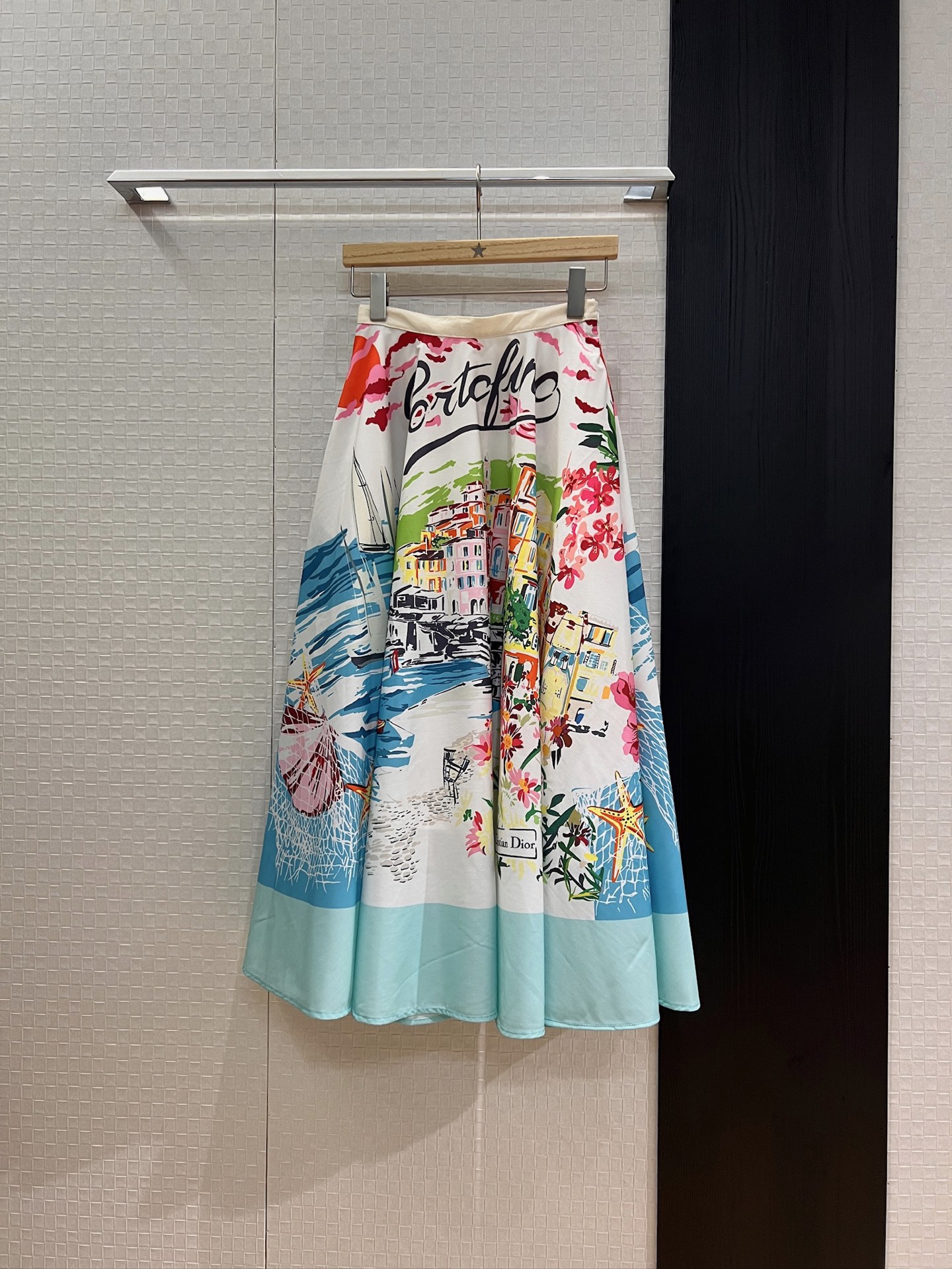 NO:440832,New Souvenir City Limited Series Starfish Small Town Print Skirts with pockets on both sides, Oversized four-meter skirt, age-reducing versatile SML, skirts, alexander wang19860909新款souvenir城市限定系列海星小城印花大摆半裙两侧有口袋 超大四米裙摆 减龄百搭 SML,,skirts,alexander wang,Women's clothing