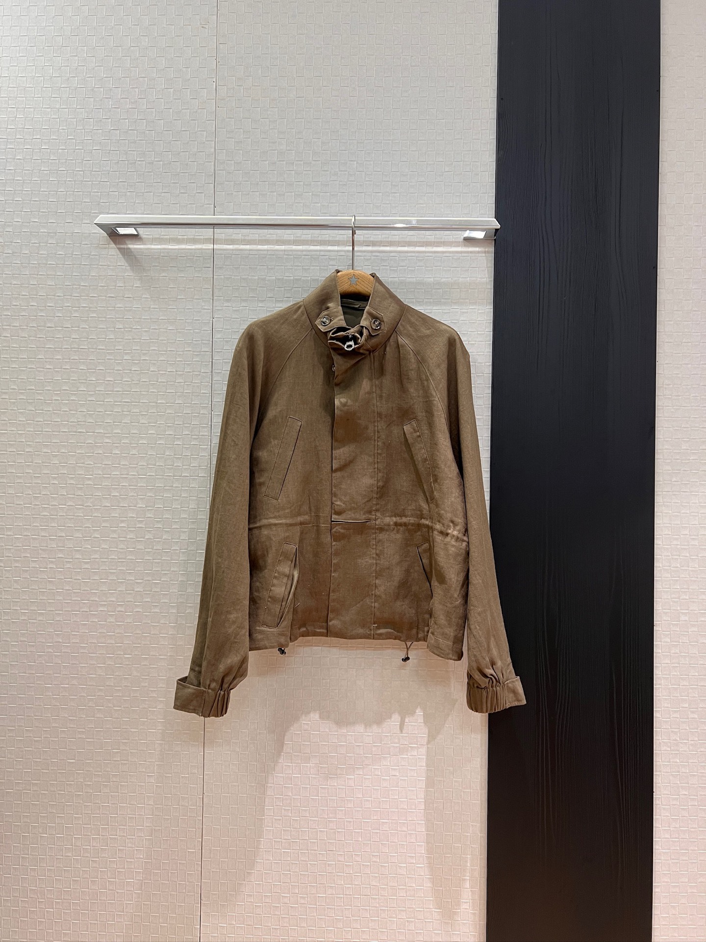 NO:457588,New high-neck workwear style linen loose jacket waist drawstring waist design, hem can be retractable, hardware accessories open mold sweet and cool versatile, green and white SML,, jackets & coats,alexander wang19860909新款高领工装风亚麻宽松外套腰部抽绳收腰设计 下摆可收 五金配件开模甜酷百搭 绿色白色 SML,,jackets & coats,alexander wang,Women's clothing