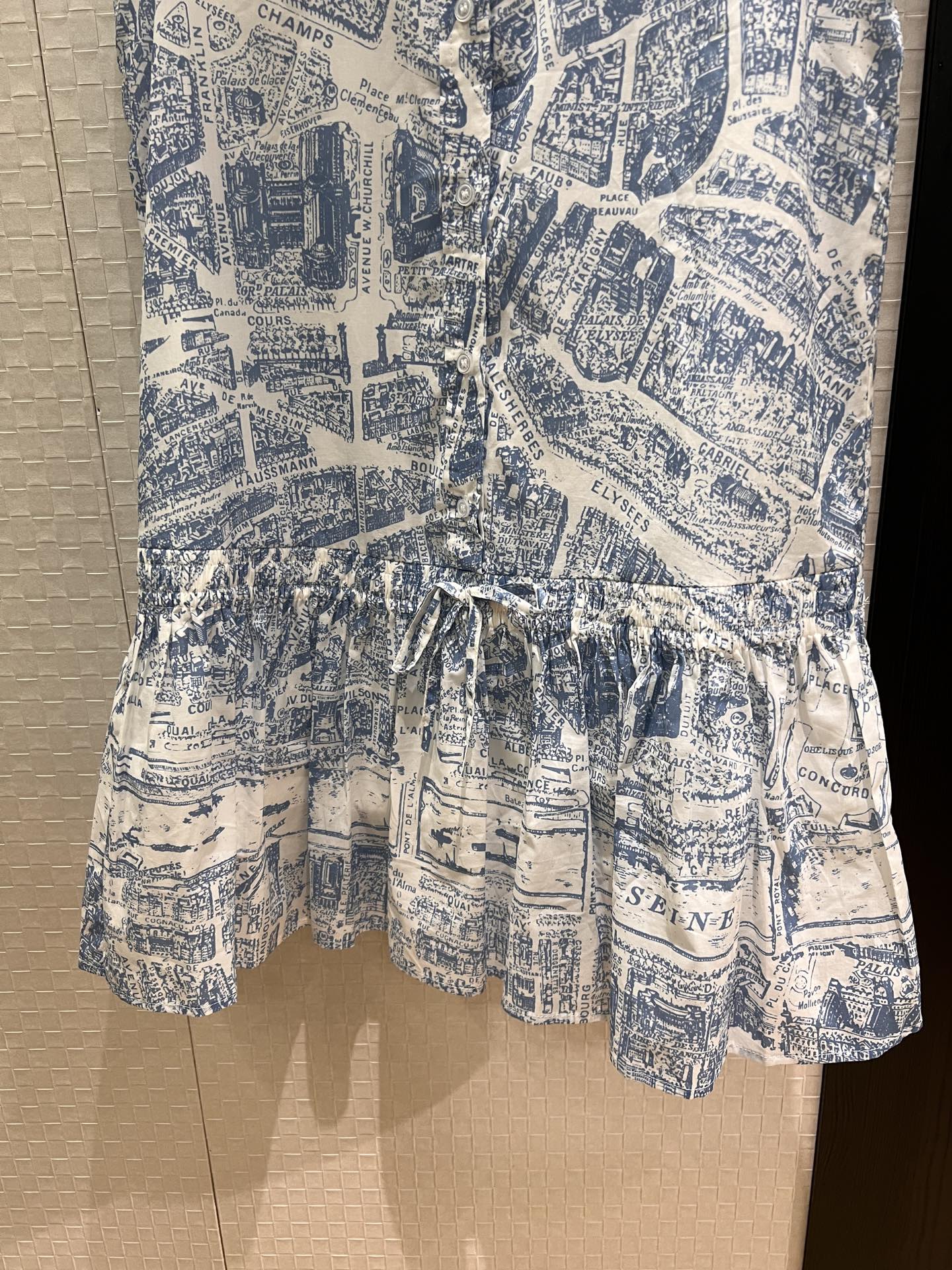 Dior Blue Map Sleeveless Babydoll Dress - A-Line Cotton Sundress 5 i1754133625312 1295 0 3