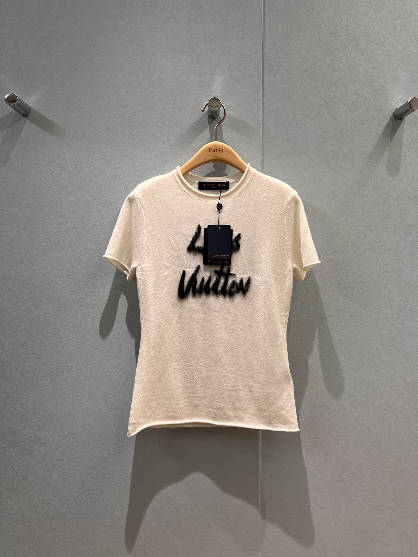 NO:488592,New mohair logo letter short-sleeved knitted wool top slim and slim, simple and versatile khaki white SML, T-shirt, alexander wang19860909新款马海毛logo字母短袖针织羊毛上衣修身显瘦 简单百搭卡其白色 SML,,T-shirt,alexander wang,Women's clothing