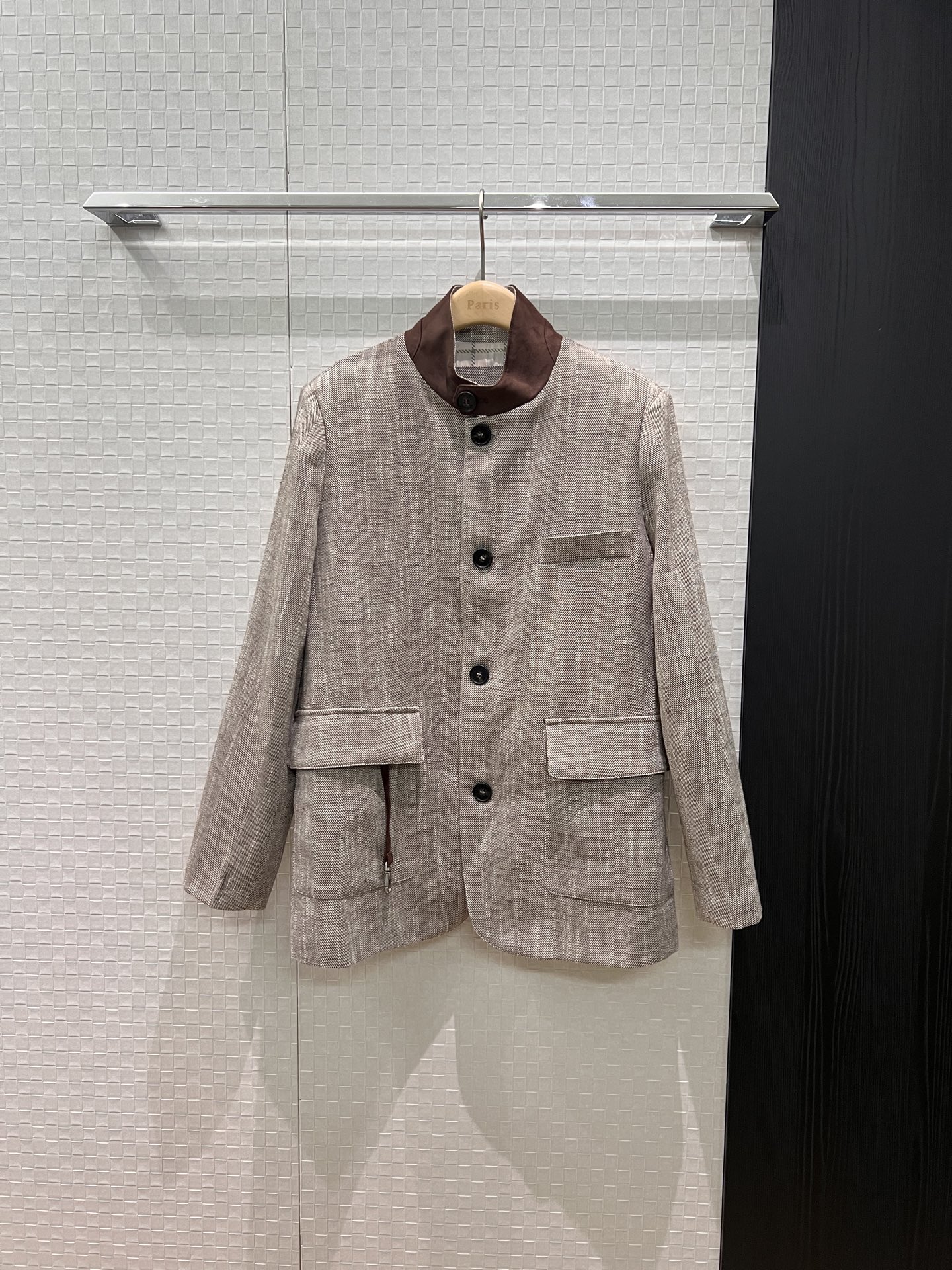 NO:518163,New style is coming LP spliced ​​suede small stand collar retro linen jacket old style commuting fashion casual versatile SML, loro piano, jackets & coats, chamois leather, alexander wang19860909新款来袭LP拼接麂皮绒小立领复古亚麻外套老钱风 通勤时尚 休闲百搭SML,,loro piana,jackets & coats,chamois leather,alexander wang,Women's clothing