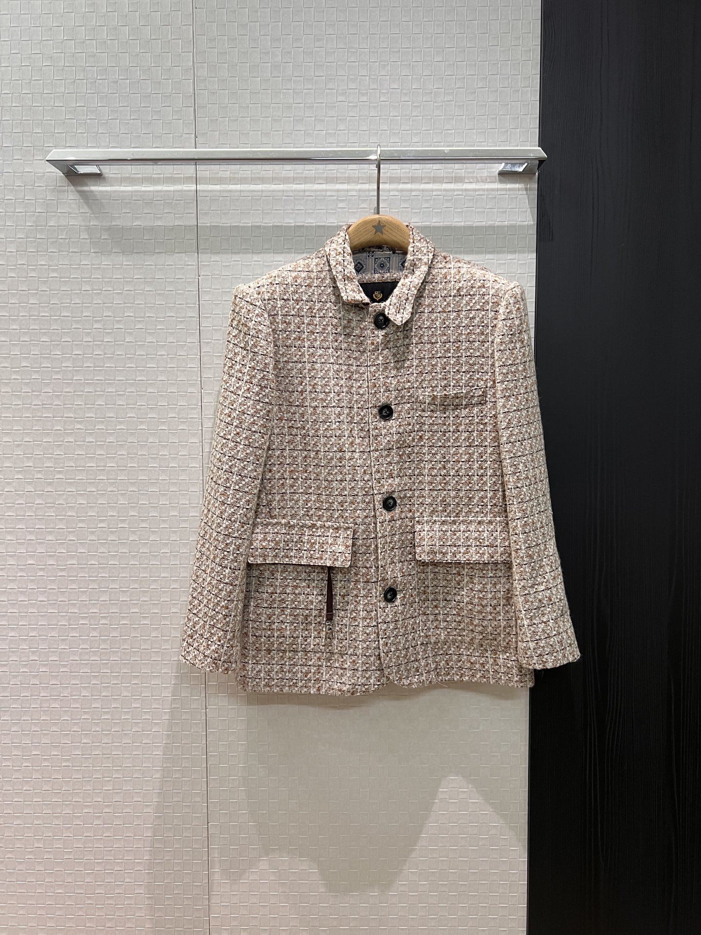 NO:549420,New LP small stand collar retro tweed wool jacket old money style commuting fashion casual and versatile classic printed plaid lining SML, loro piano, jackets & coats, alexander wang19860909新款LP小立领复古粗花呢羊毛外套老钱风 通勤时尚 休闲百搭 经典印花格纹内衬SML,,loro piana,jackets & coats,alexander wang,Women's clothing