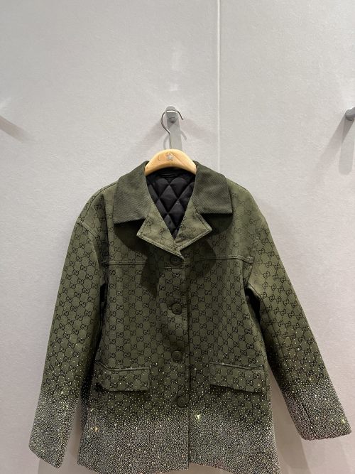 Gucci Diamantissima Jacquard Jacket with Corduroy Collar & Rhinestone Embellishment 26 Gucci Diamantissima Jacquard Jacket with Corduroy Collar & Rhinestone Embellishment