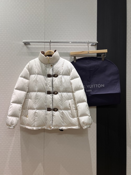 Louis Vuitton Inspired White Down Jacket with Leather Bow Details 1 Louis Vuitton Inspired White Down Jacket with Leather Bow Details