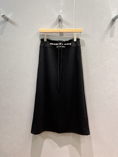 Alexander Wang Minimalist Logo Print Drawstring Waist Air Cotton A-Line Skirt 1 Alexander Wang Minimalist Logo Print Drawstring Waist Air Cotton A-Line Skirt