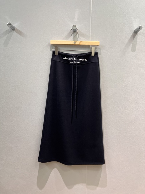 Alexander Wang Minimalist Logo Print Drawstring Waist A-Line Midi Skirt 1 Alexander Wang Minimalist Logo Print Drawstring Waist A-Line Midi Skirt