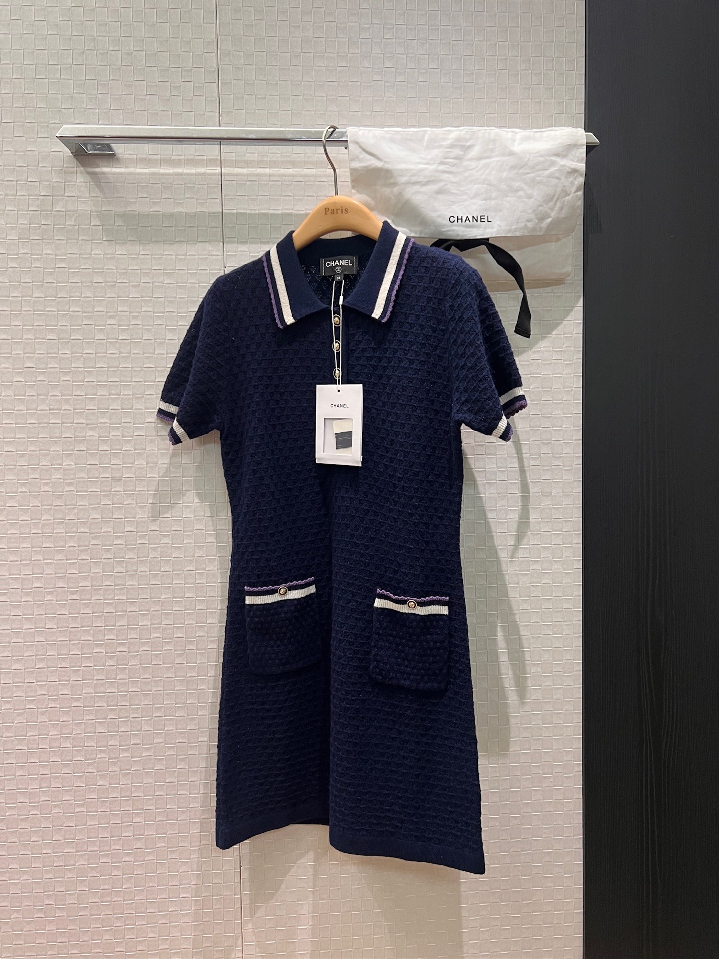 NO:651694,26C new color-blocked striped lapel hollow knitted dress polo skirt, casual and age-reducing, cute and versatile, free storage bag cloth bag, dark blue and white SML,,skirts,alexander wang1986090926C新款拼色条纹翻领镂空针织连衣裙polo裙 休闲减龄 可爱百搭配送收纳袋布包 深蓝白色 SML,,skirts,alexander wang,Women's clothing
