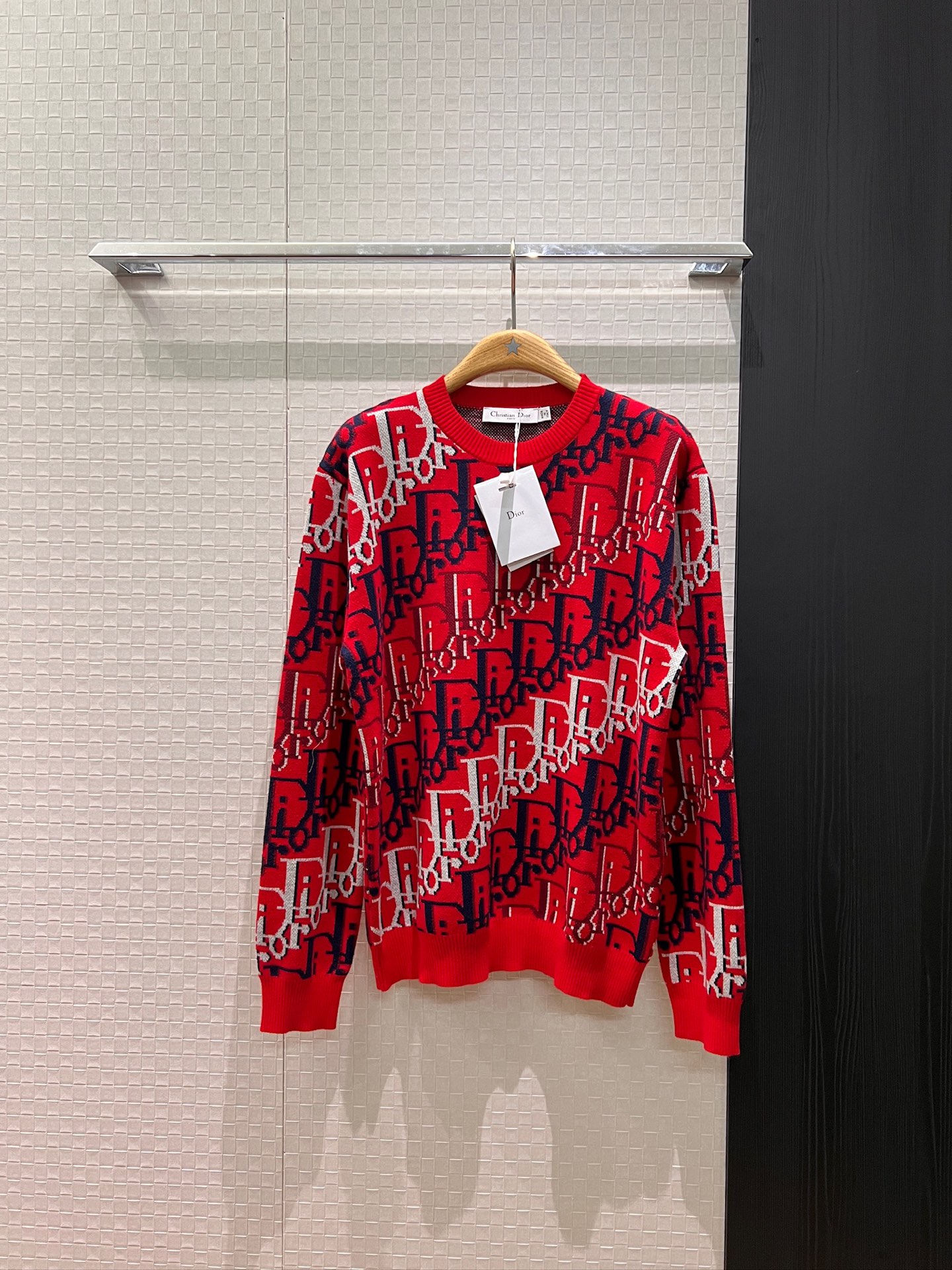 NO:684981,19860909新款经典提花logo字母圆领羊毛针织上衣休闲宽松 减龄百搭SmL,,,Women's clothing