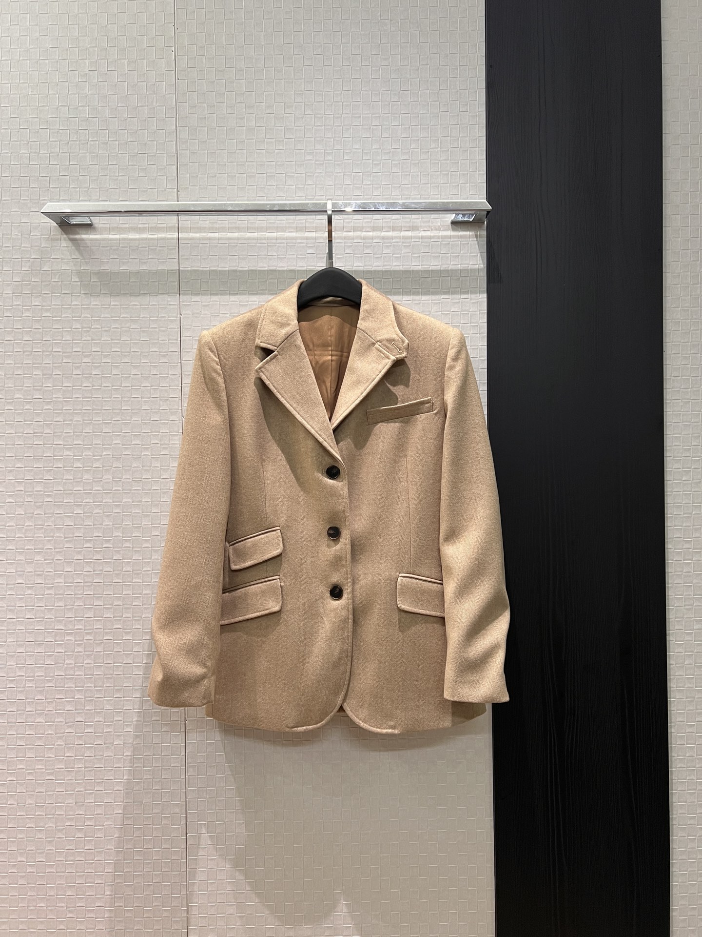 NO:716840,New RL human pattern asymmetrical pocket design suit jacket, simple khaki wool blend, commuter fashion, versatile temperament, SML,,jackets & coats,business suit,19860909新款RL人纹不对称口袋设计西装外套简约卡其羊毛混纺 通勤时尚 气质百搭SML,,jackets & coats,business suit,,Women's clothing