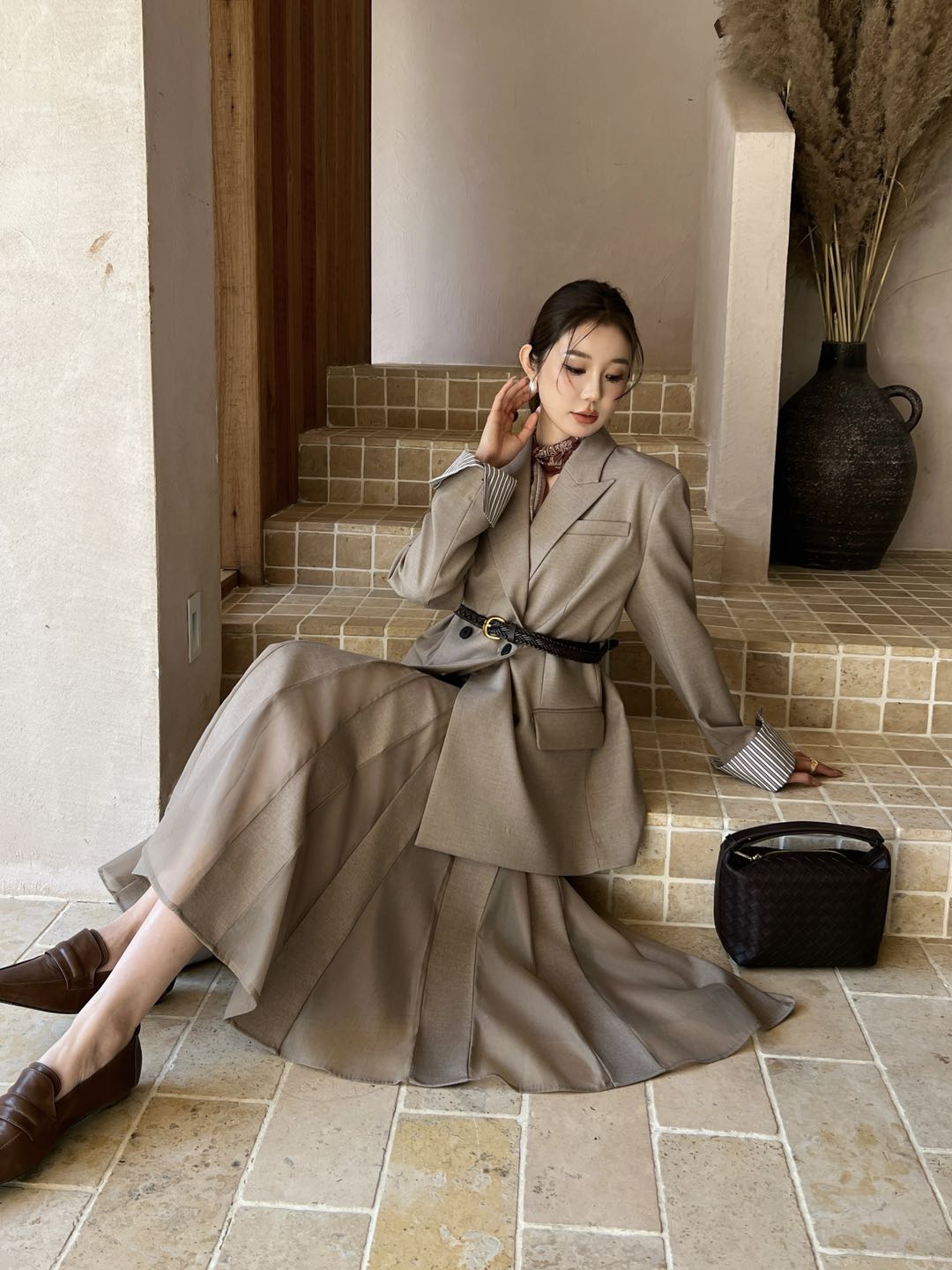 NO:751594,Jacket, skirt, patchwork yarn, elegant,,skirts,jackets & coats,19860909外套半裙拼纱 飘逸,,skirts,jackets & coats,,Women's clothing