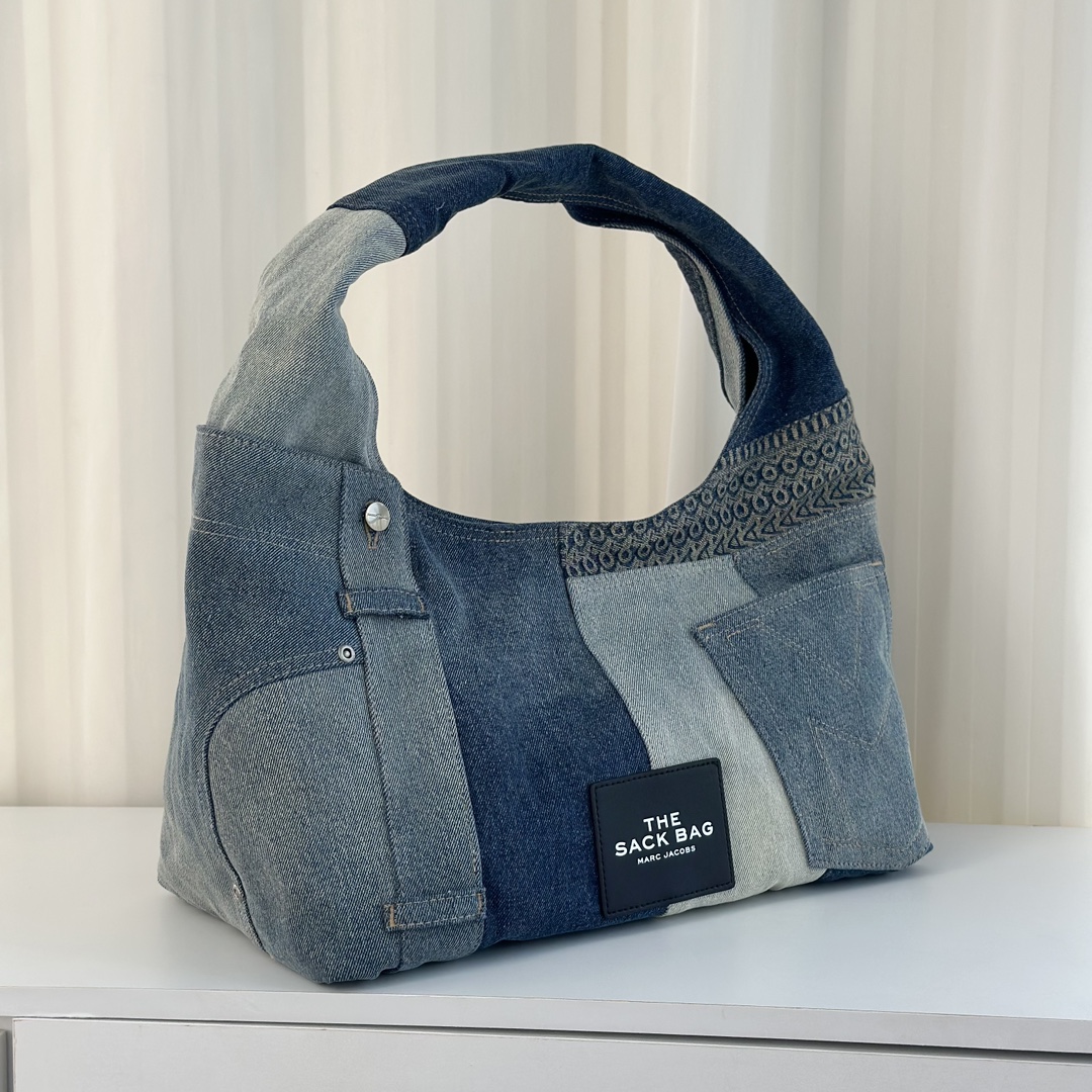 Marc Jacobs Mj 限量版水洗牛仔拼接手提包 字母袋