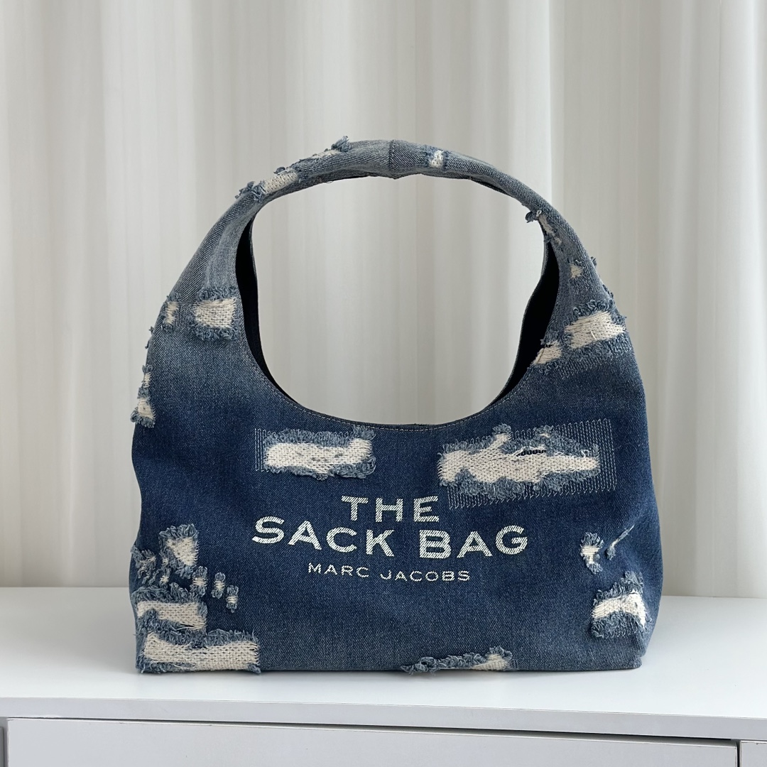 Marc Jacobs 水洗牛仔破洞蓝子包手提包 字母袋