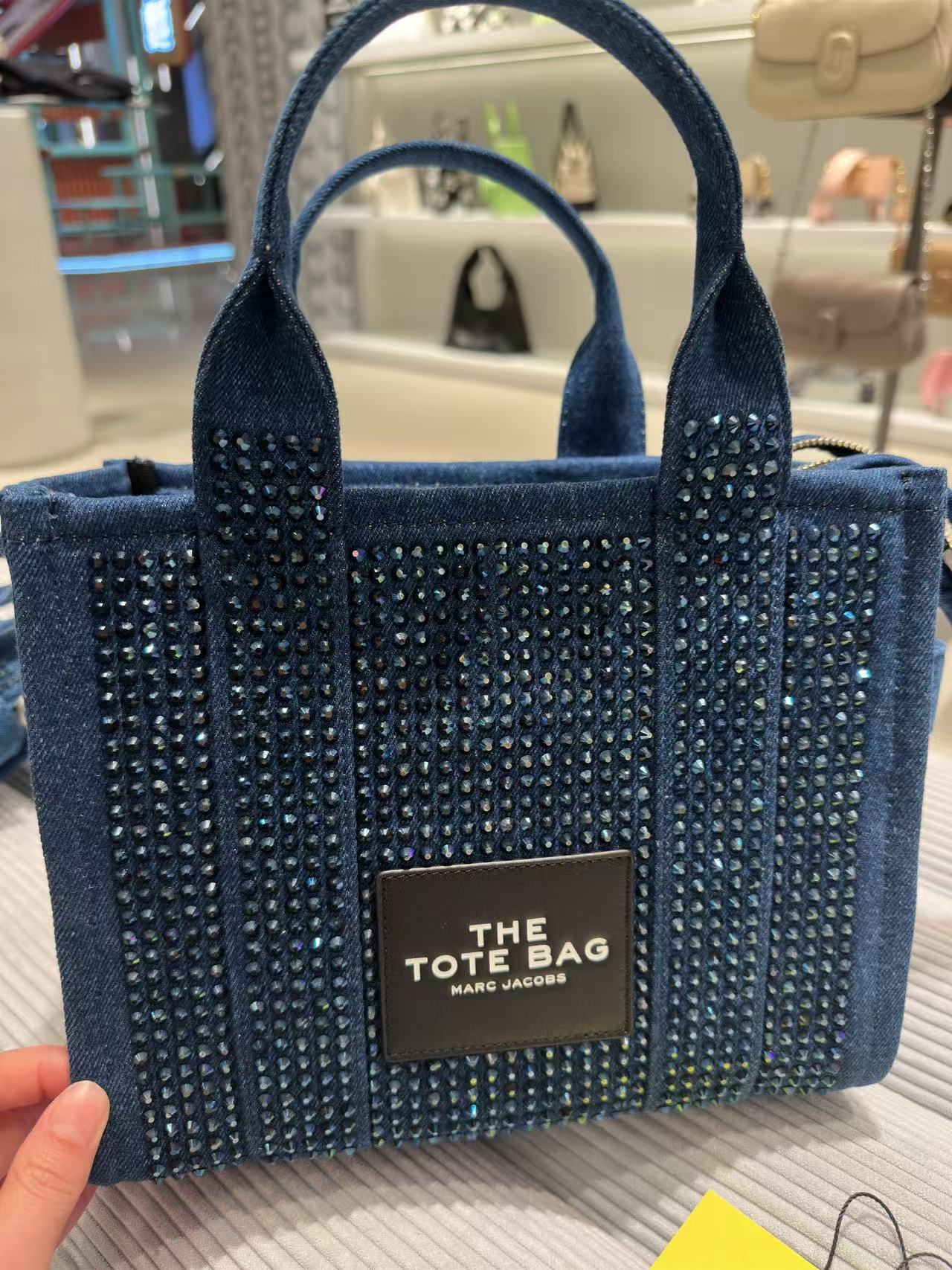 Marc Jacobs ～MJ 烫钻托特 水晶系列靛蓝色 尺寸:26cm