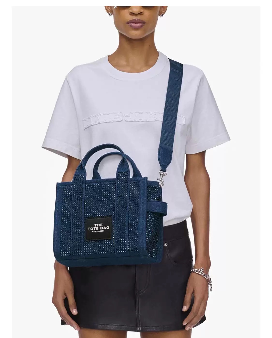 Marc Jacobs ～MJ 烫钻托特 水晶系列靛蓝色 尺寸:26cm