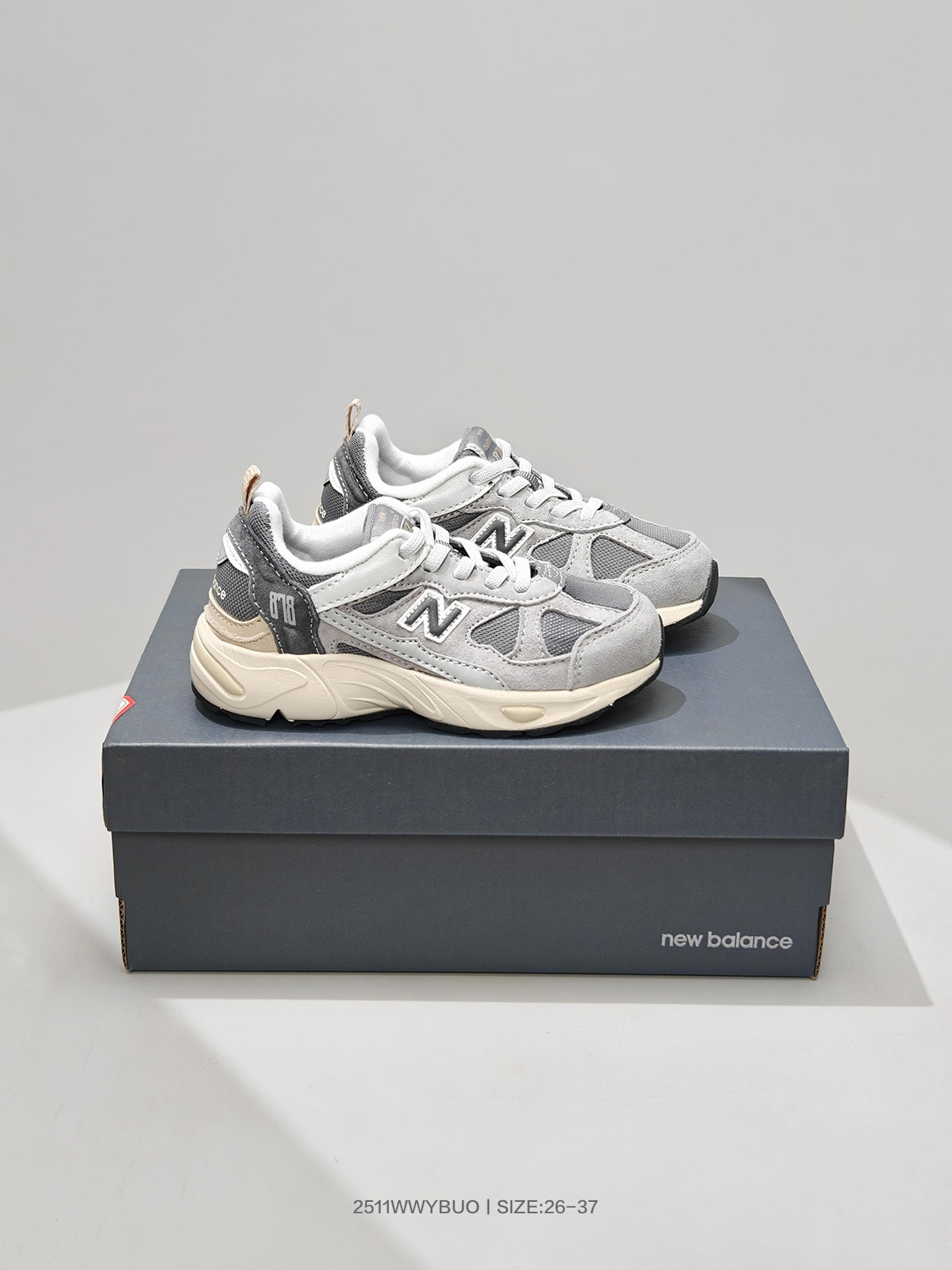 图片[2]-🈴 童鞋！新百伦 NEW BALANCE NB 878 复古 格雷系列 织物人造革 低帮儿童运动鞋 PV878BSA 尺码：26 27 28 29 30 31 32 33 34 35 36 37-选品中心