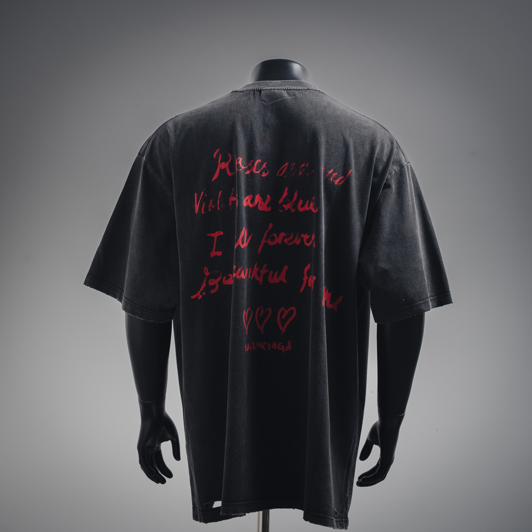 Balenciaga巴黎世家 25ss新款情人节限定爱心涂鸦短袖