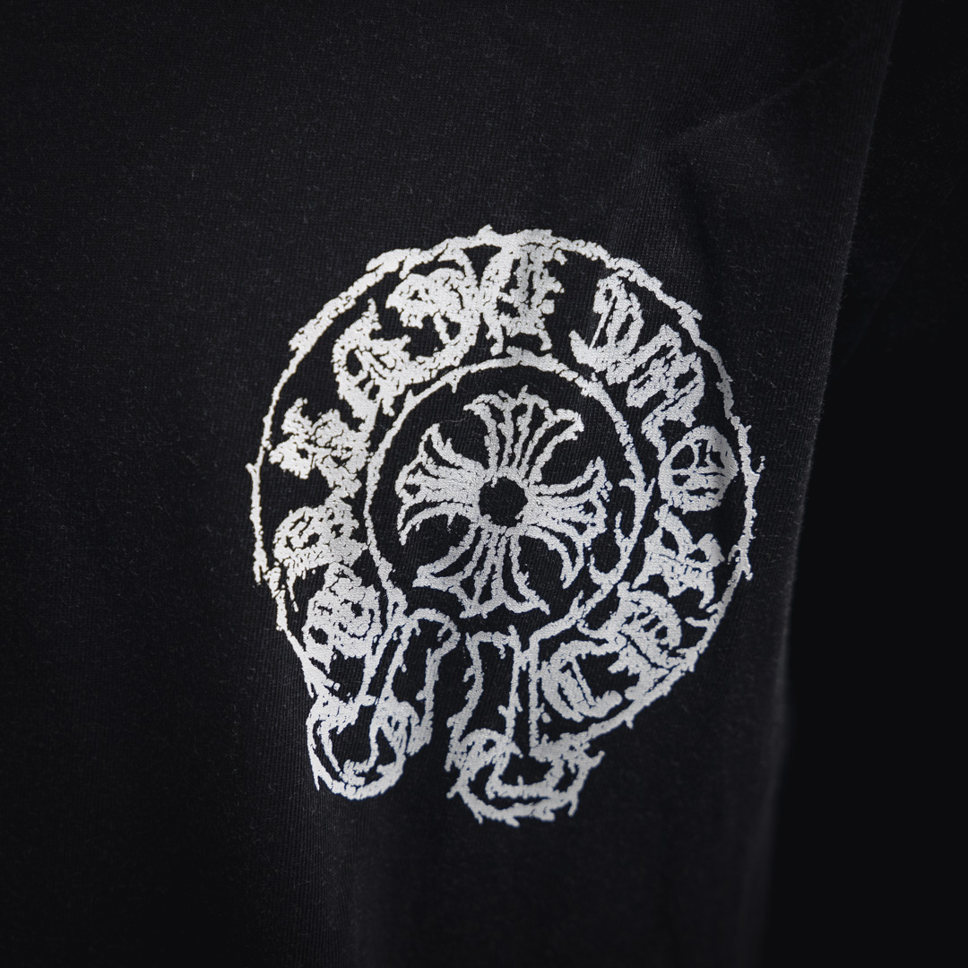 Chrome hearts CH/克罗心25ss水洗做旧梵文十字架圆领短袖T恤