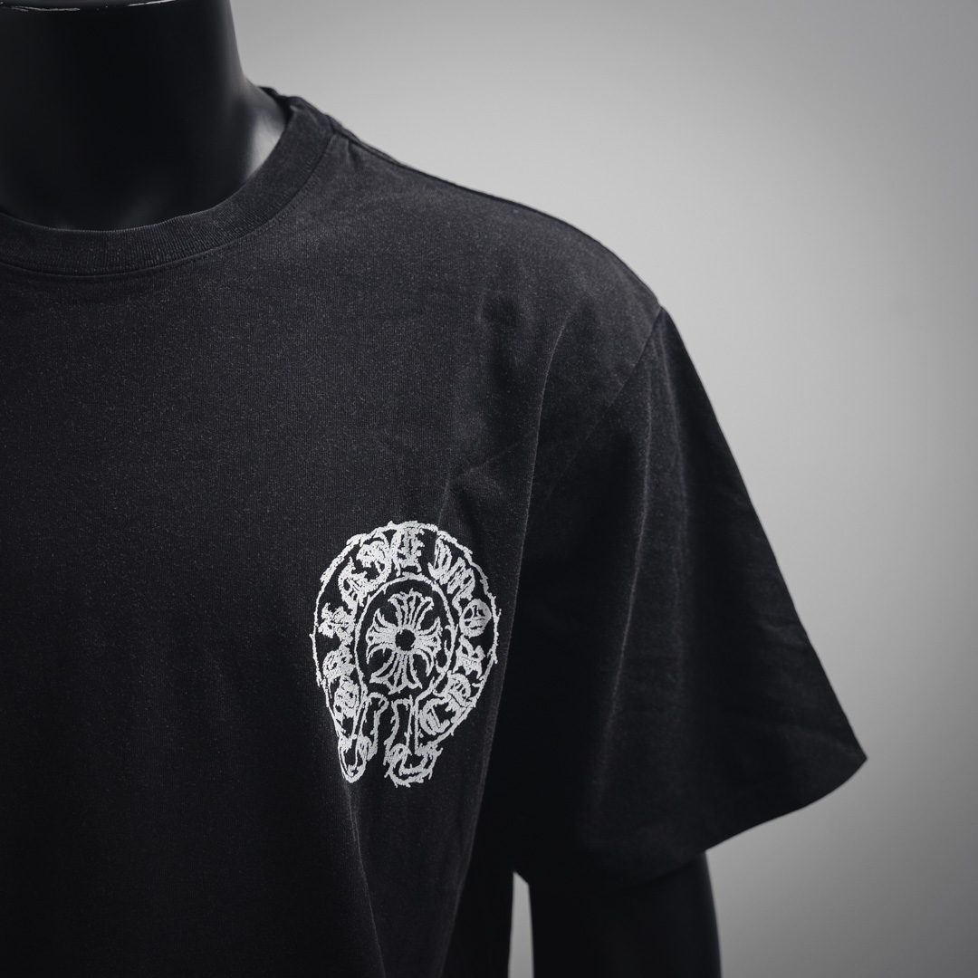 Chrome hearts CH/克罗心25ss水洗做旧梵文十字架圆领短袖T恤