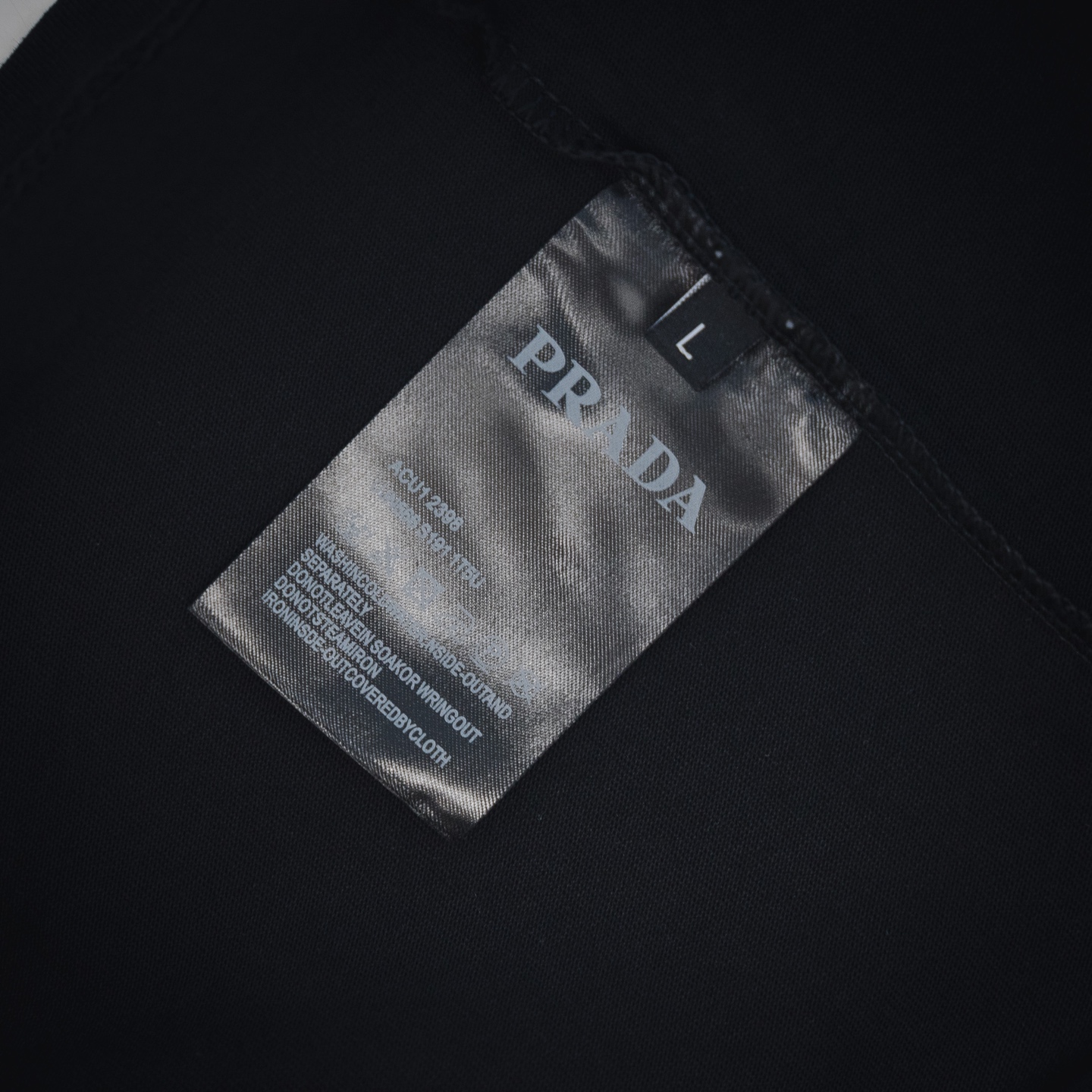 PRADA/普拉达25ss重叠logo字母刺绣短袖T恤