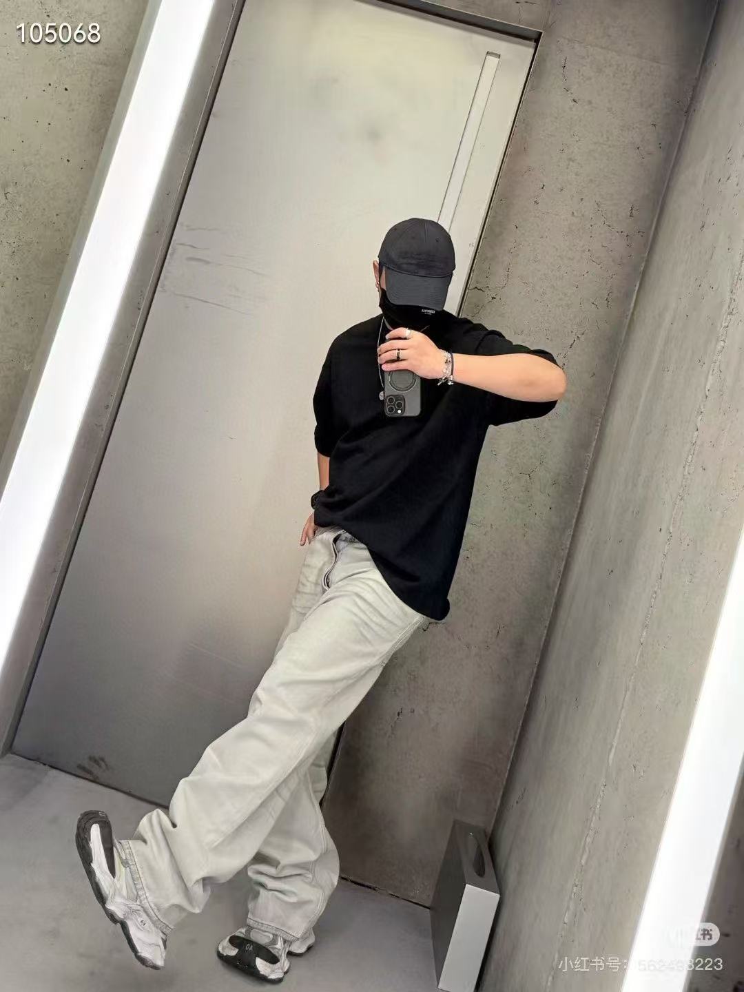 Balenciaga 25ss白色废土涂蜡重工牛仔裤 上身效果#