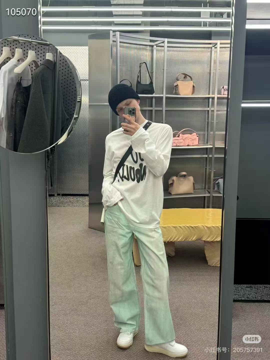 Acnestudios 1981M25ss不规则做旧手工夜光牛仔裤 上身效果#