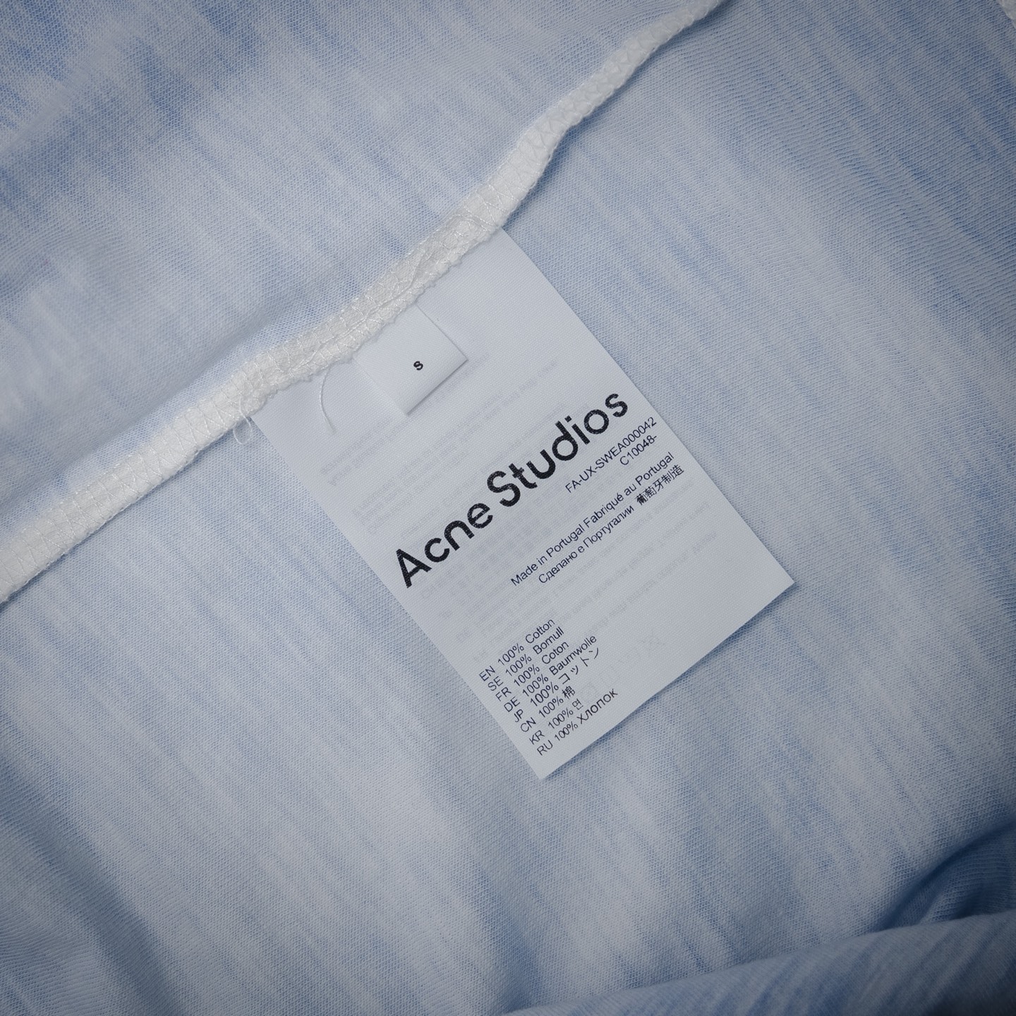 Acne Studios 扎染做旧雾霾蓝1996标语短袖T恤