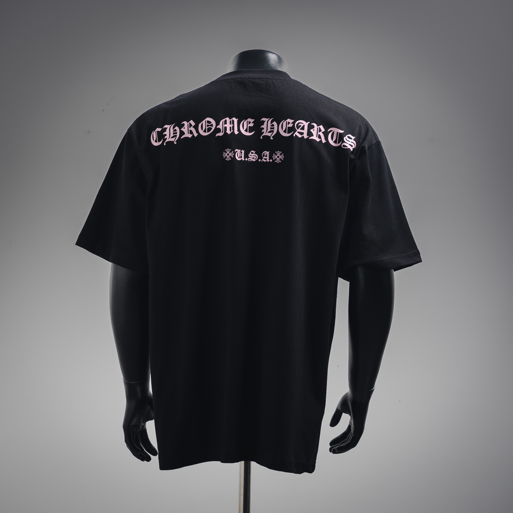 CHROME HEARTS/克罗心CH 后背粉色梵文印花短袖T恤