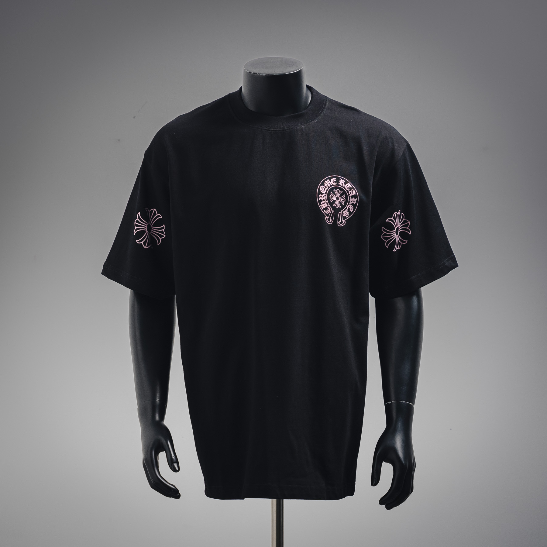 CHROME HEARTS/克罗心CH 后背粉色梵文印花短袖T恤