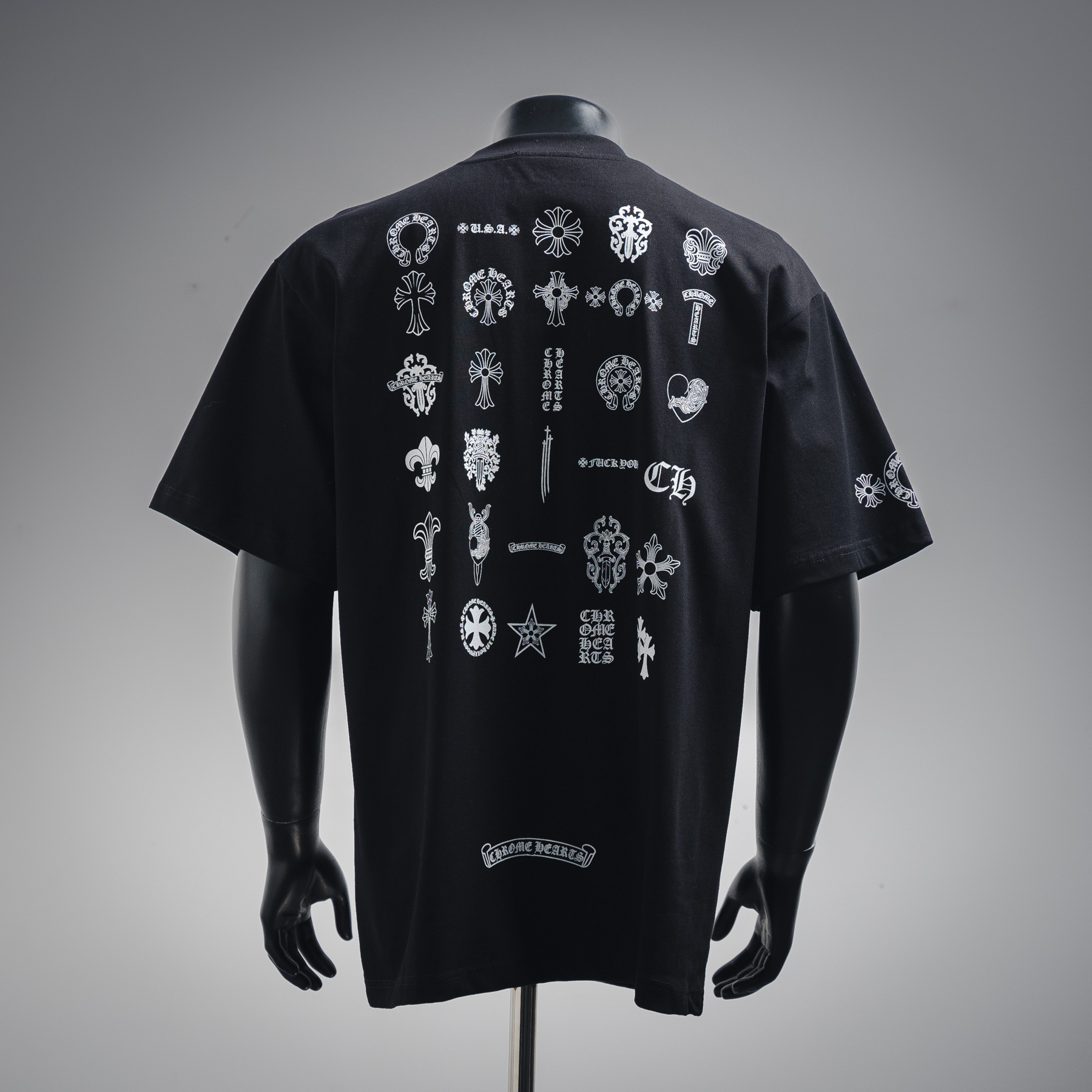 Chrome Hearts/克罗心25ss多元素口袋梵文字母短袖T恤黑色 白色