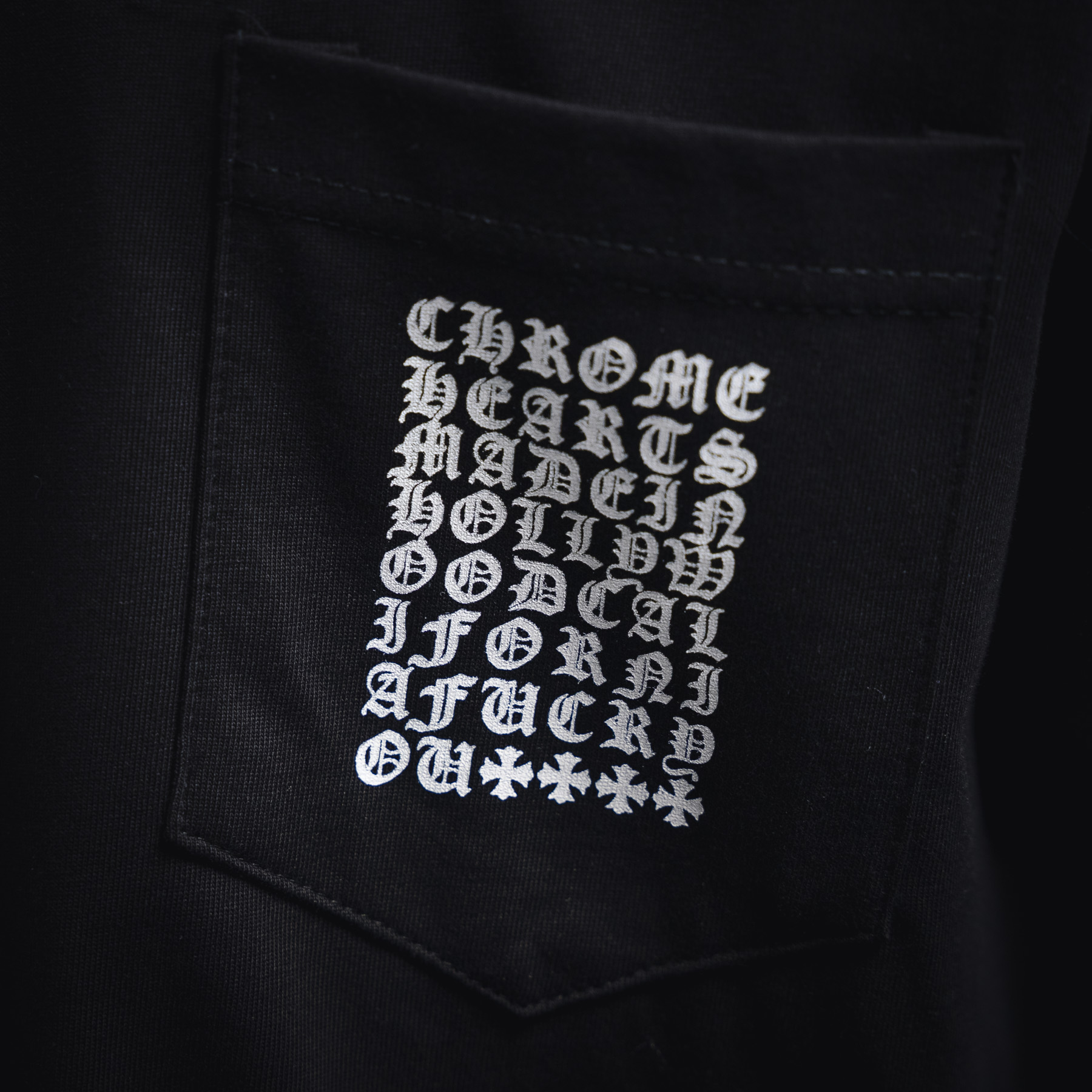 Chrome Hearts/克罗心25ss多元素口袋梵文字母短袖T恤黑色 白色