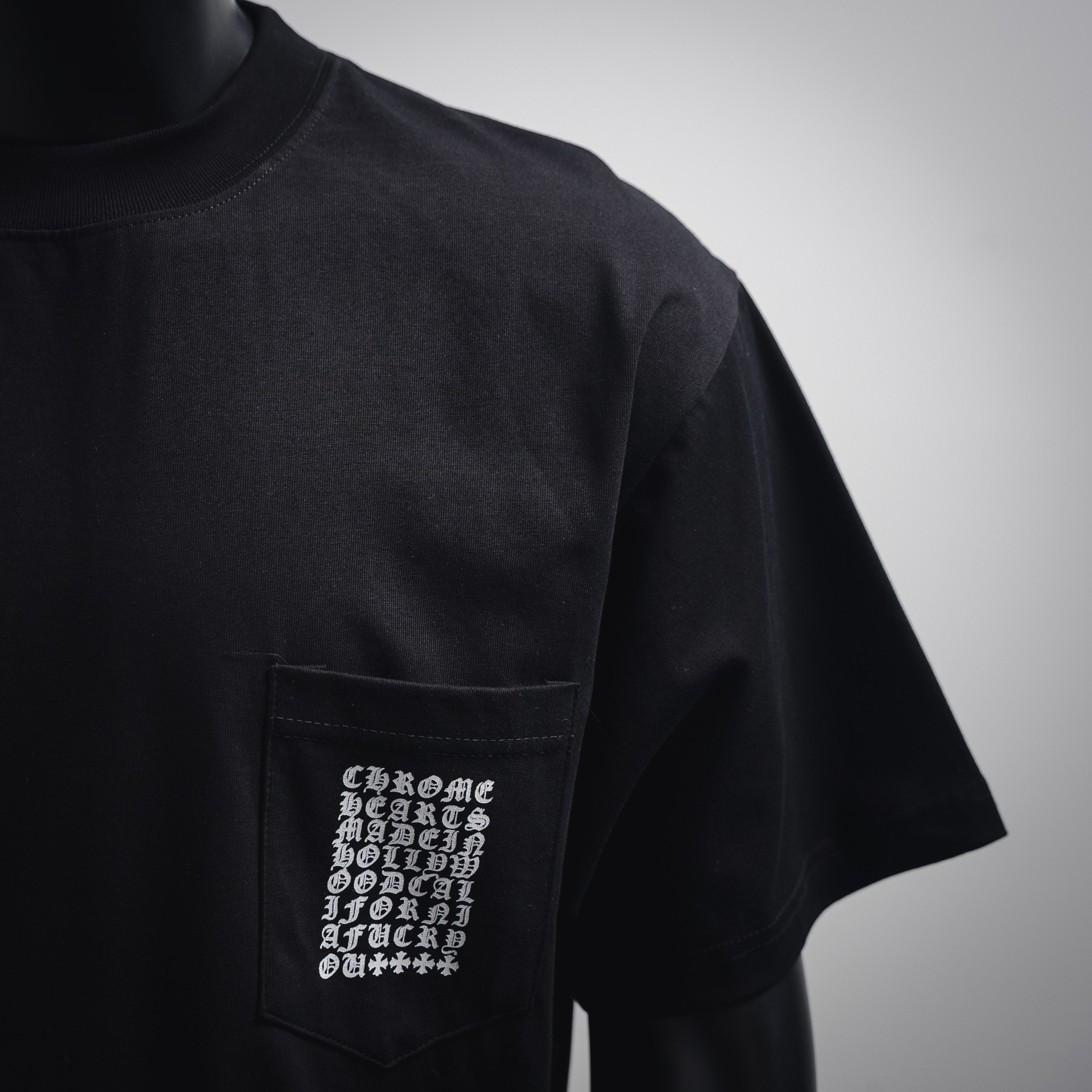 Chrome Hearts/克罗心25ss多元素口袋梵文字母短袖T恤黑色 白色