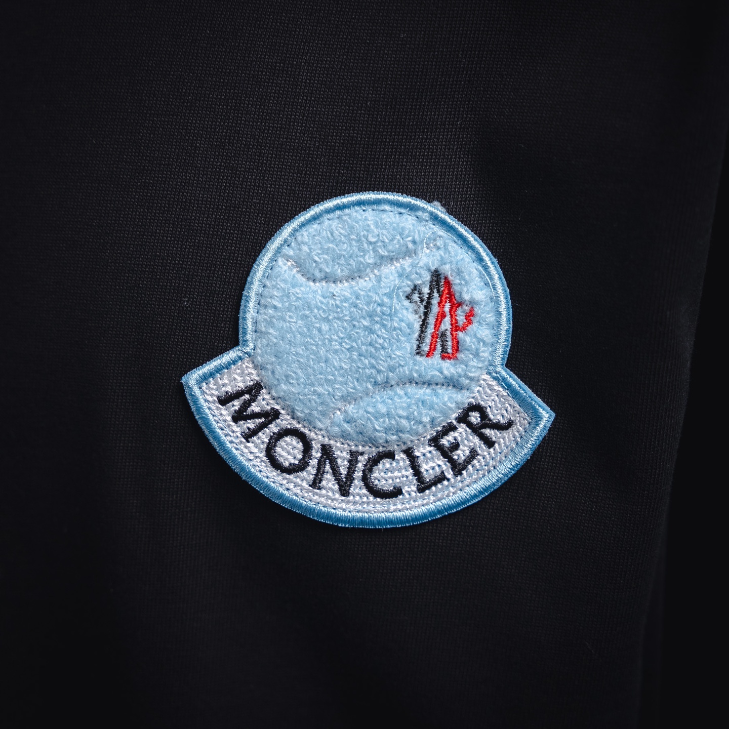 Moncler/蒙口2025ss毛巾绣签名logo短袖t恤 黑色/白色