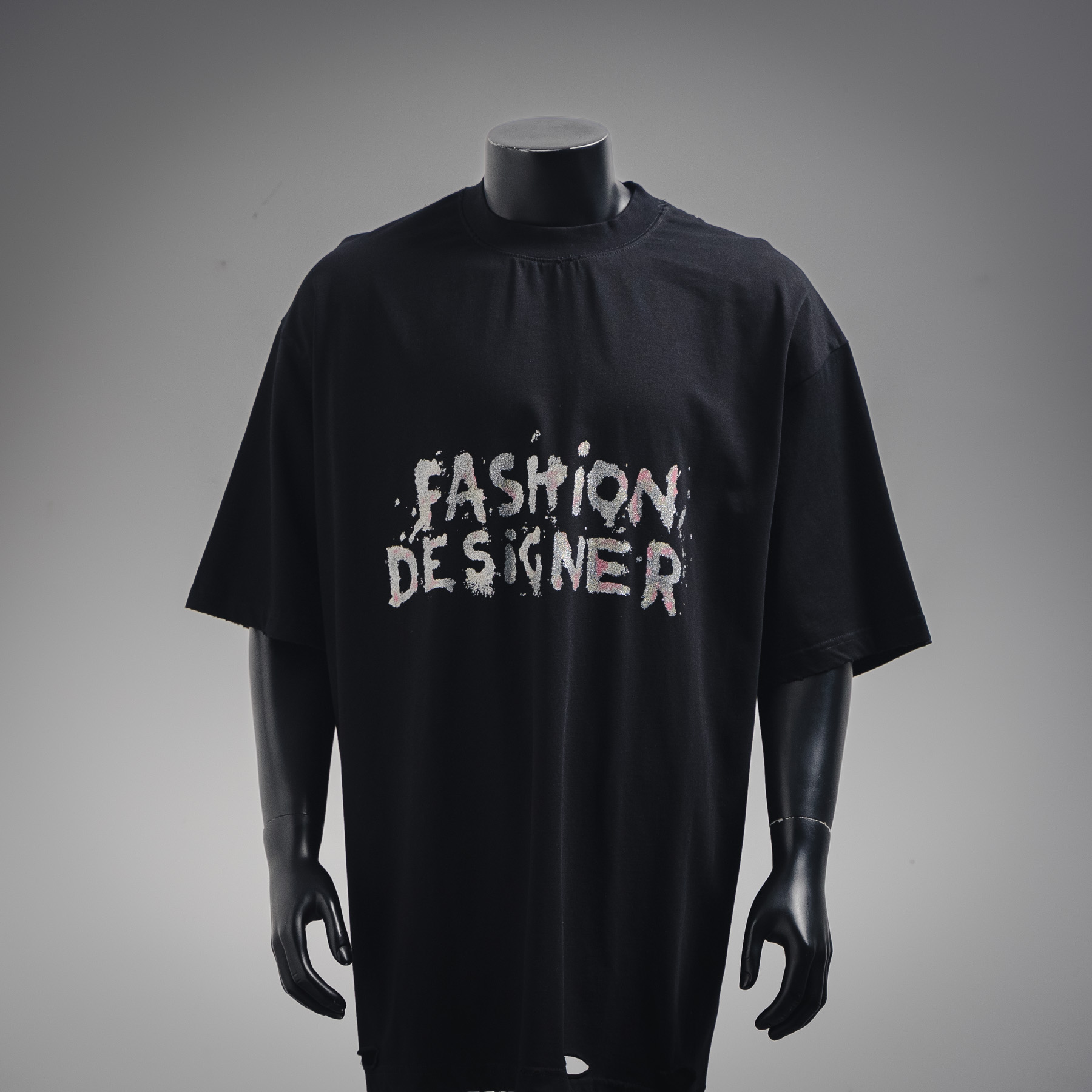 Balenciaga/巴黎世家 25ss金沙闪粉割破工艺短袖T恤