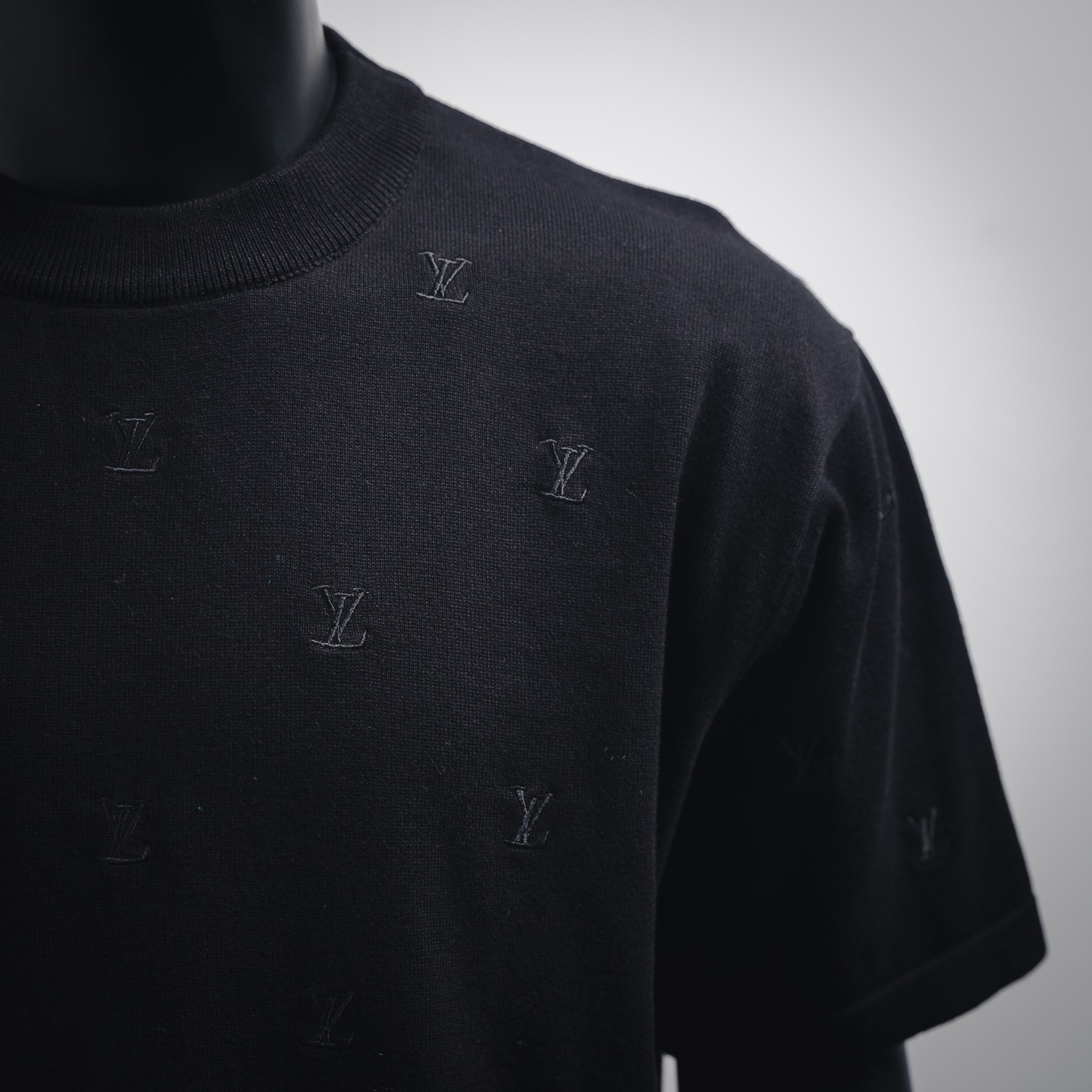 LOUIS VUITTON/路易威登LV 24Fw 全幅老花小标刺绣满logo针织短袖