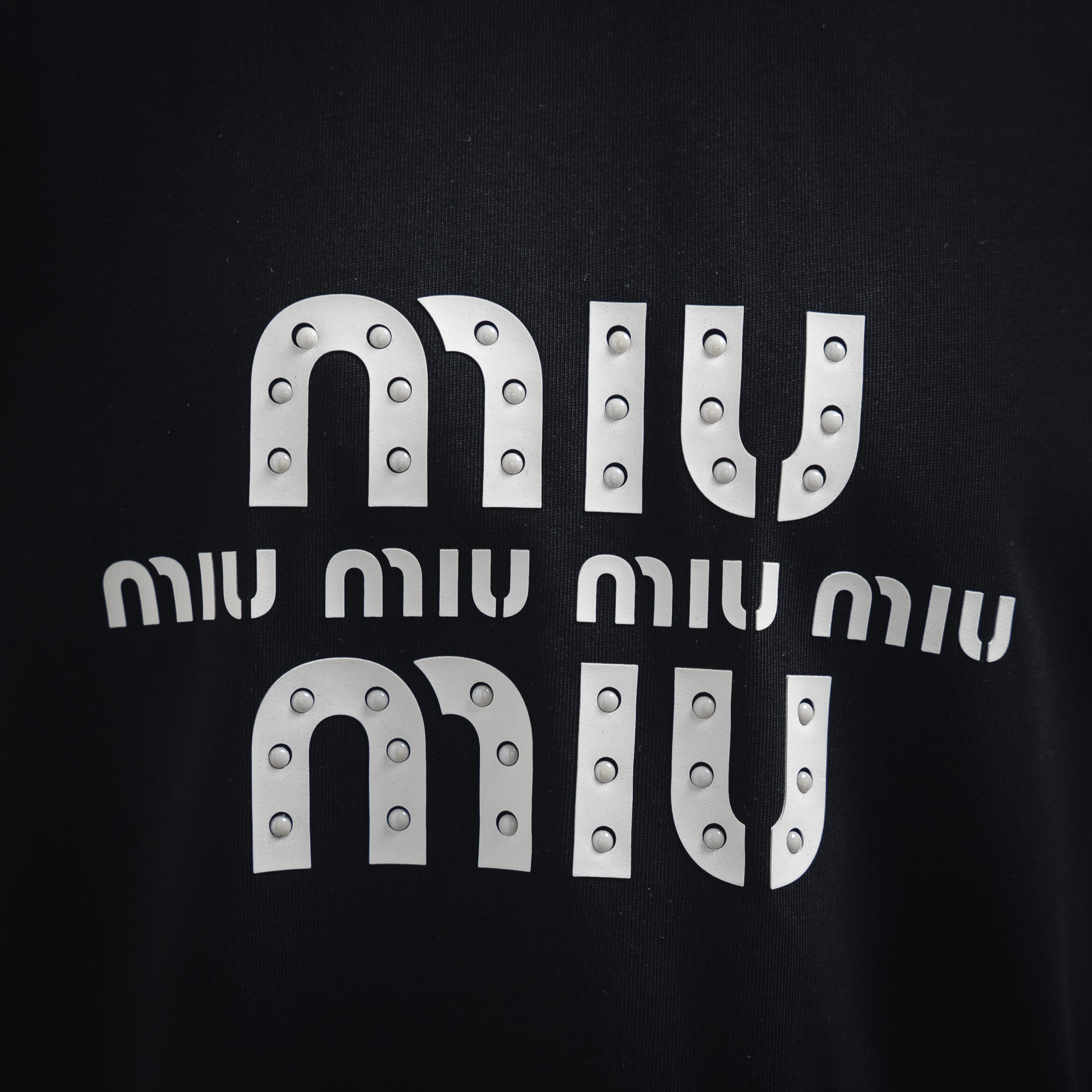 Miu Miu/谬谬25ss大字母珍珠短袖T恤